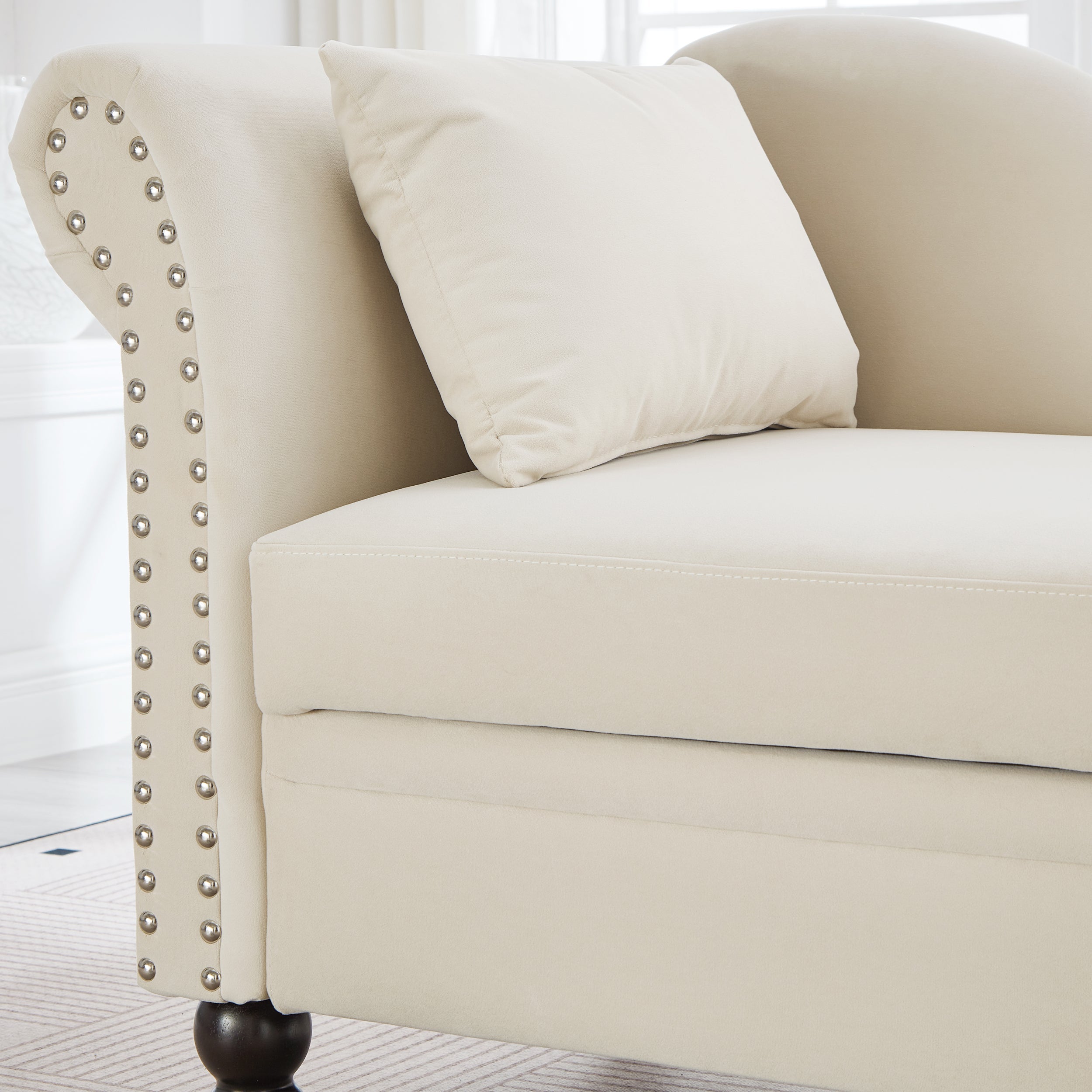 64.5'' Modern Velvet Chaise Lounge with Storage for Living Room/Bedroom
