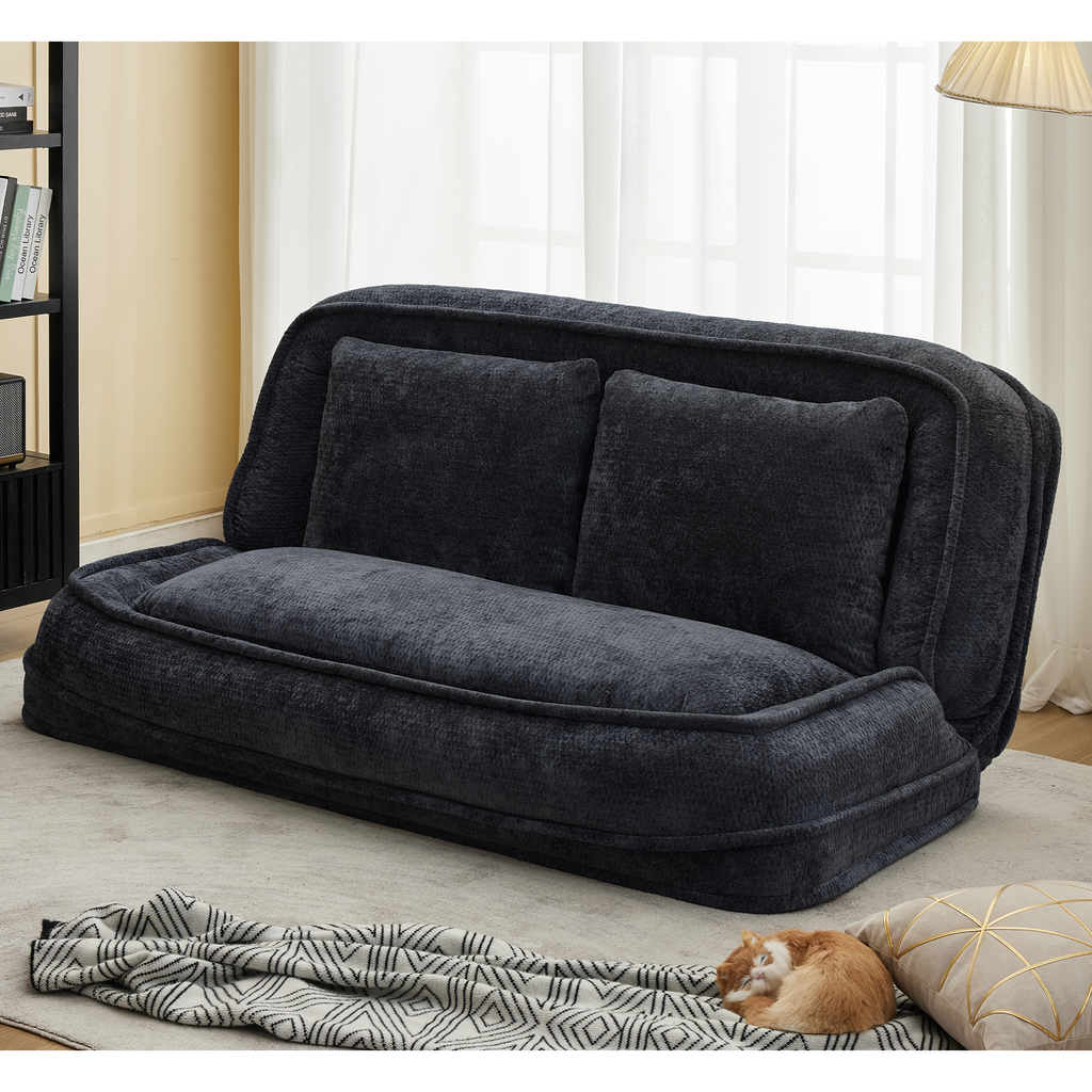 2-in-1 Extra Large Chenille Floor Couch Loveseat for Humans & Dogs