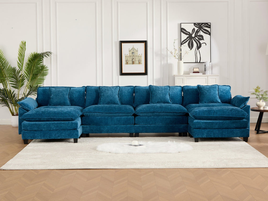 Modern Comfy Upholstered Seat Cushion Sectional Couch (Ottoman is Not Included)
