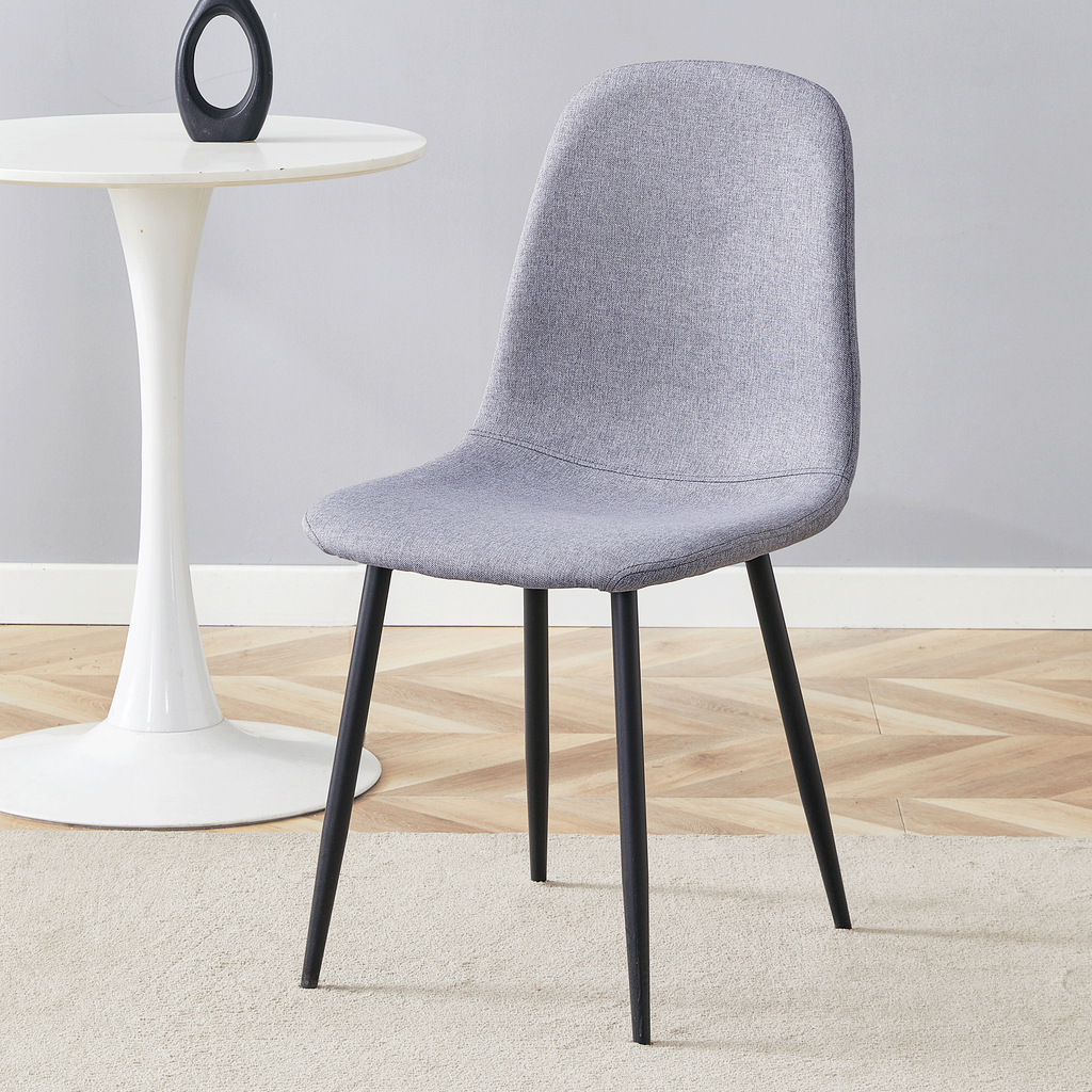 Luxury Simple Chair Black Linen Dining Chair  (Set of 4)