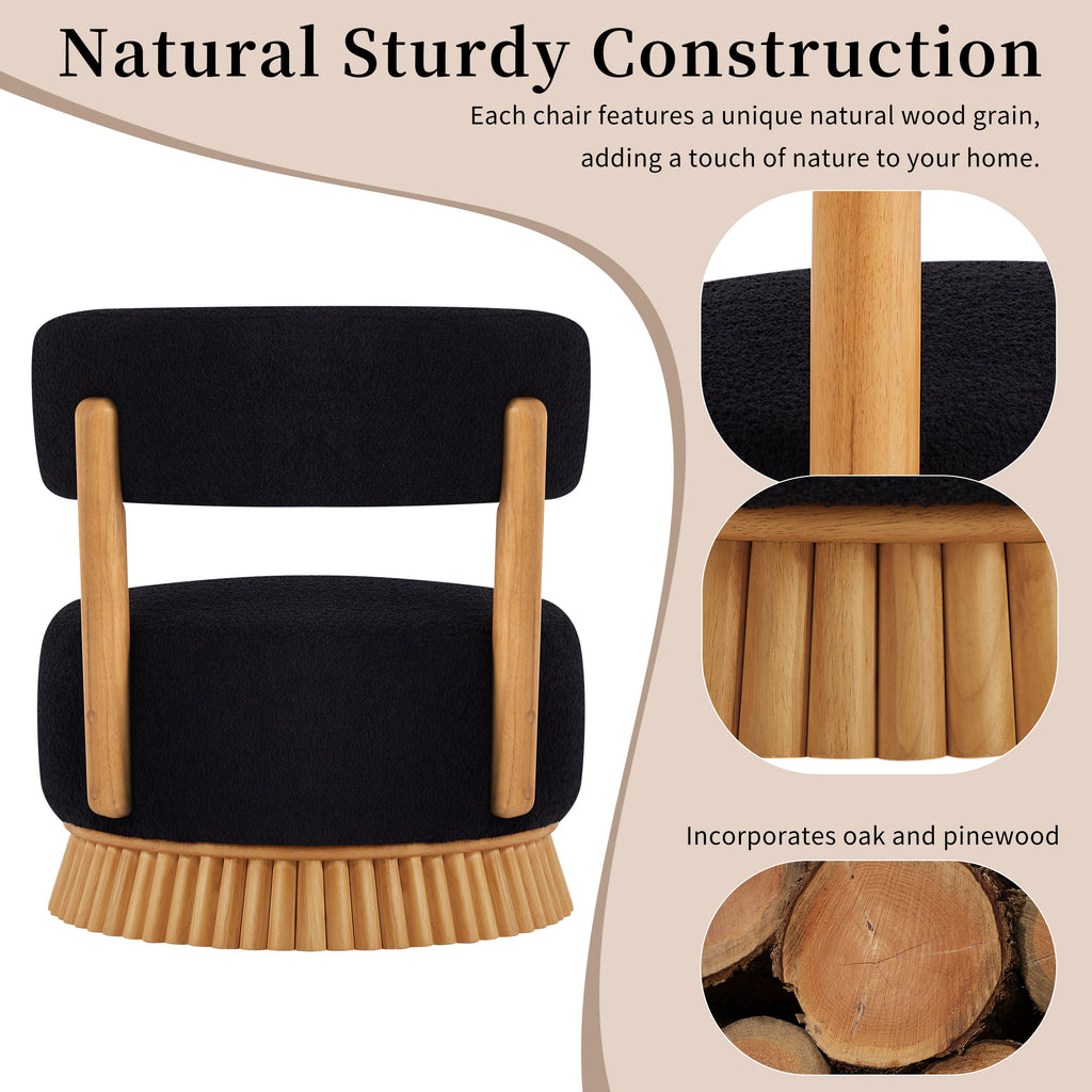 Modern Armless Chair with Wooden Base Featuring Thatched Roof Rod Design