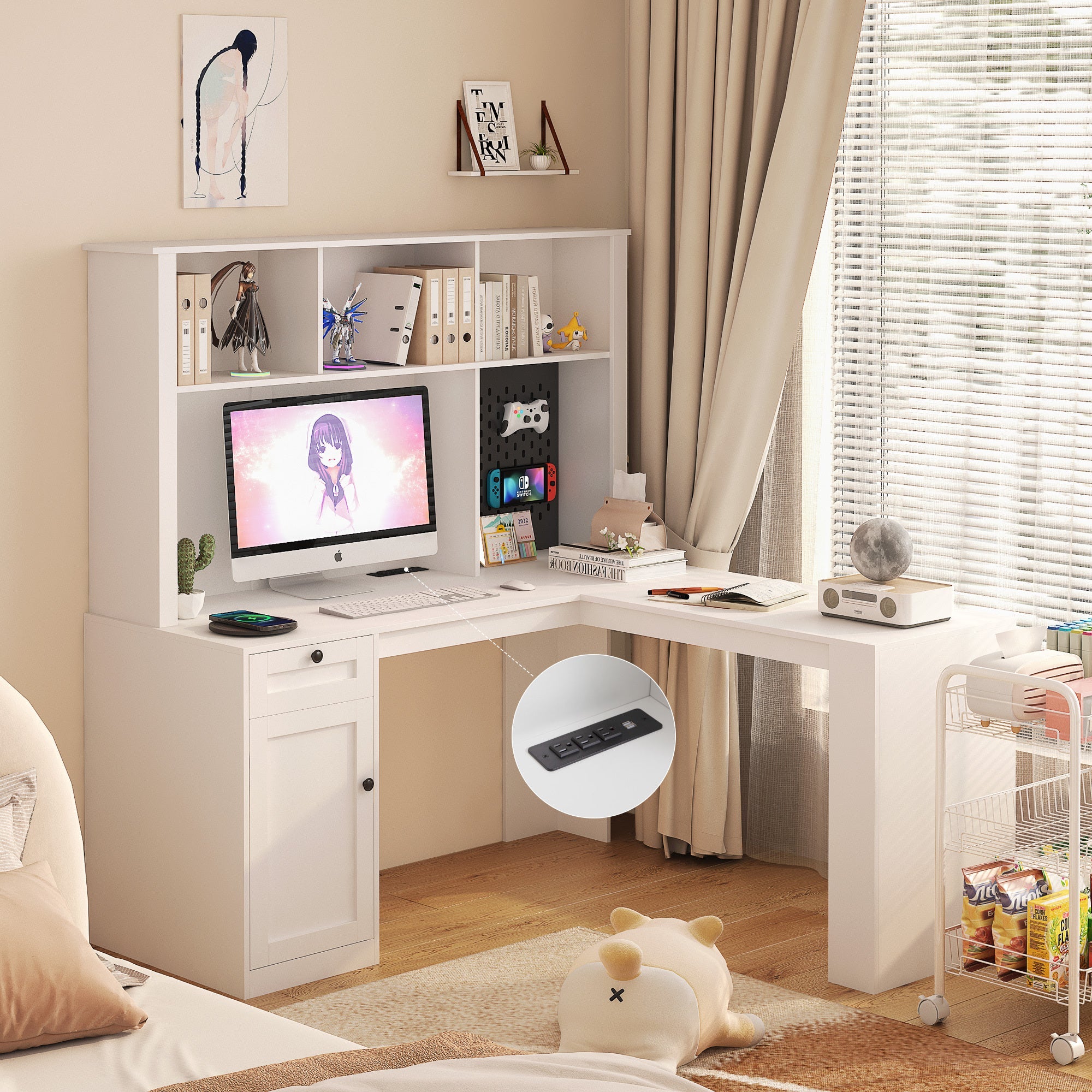 L Shaped Desk with Drawers
