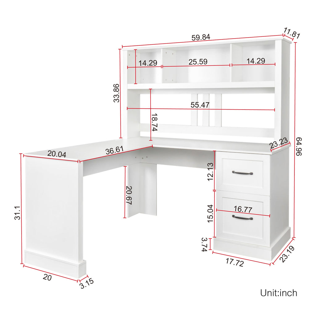 Space-Saving Home Office Computer Workstation with Storage Shelves