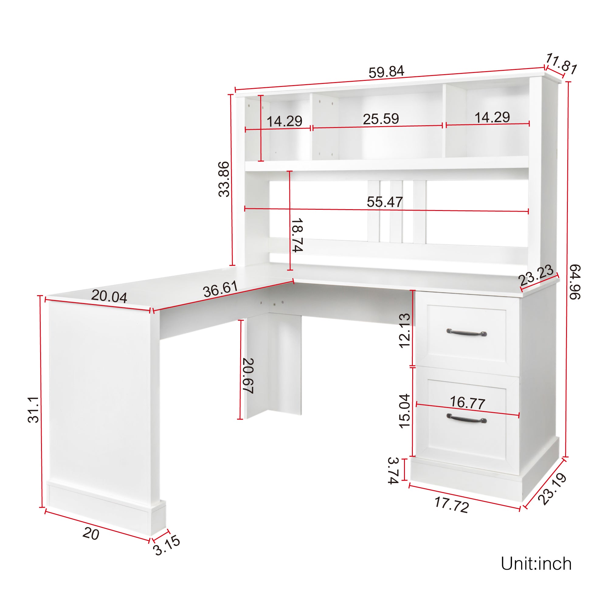 Space-Saving Home Office Computer Workstation with Storage Shelves
