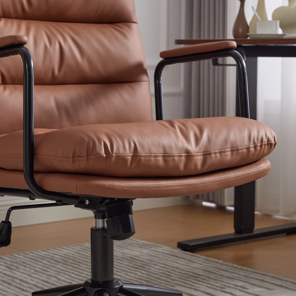 Mid Back Home Office Ergonomic PU Leather Computer Rolling Swivel Chair