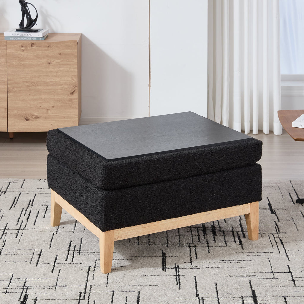 33.86'W Upholstered Wood Base Storage Ottoman