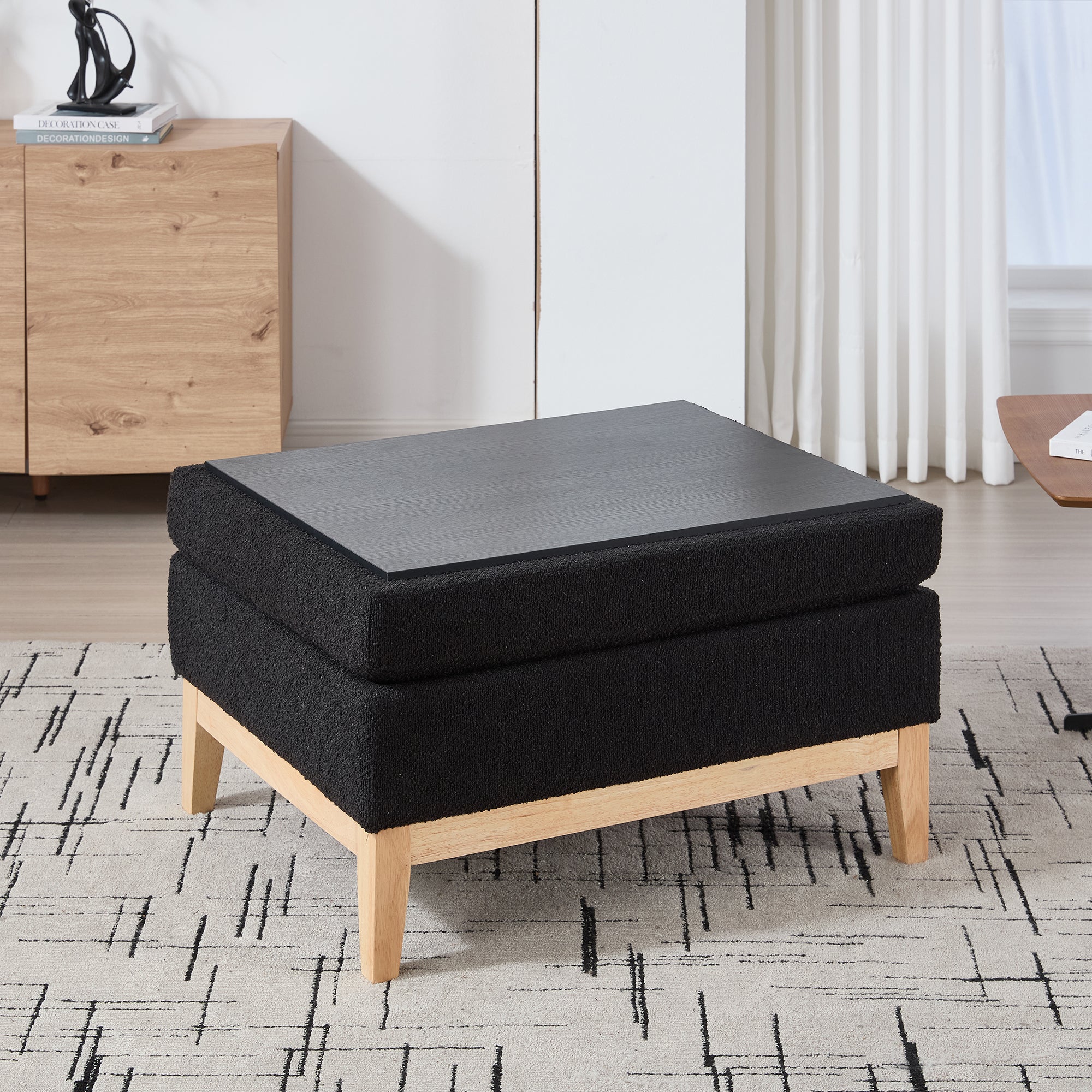 33.86'W Upholstered Wood Base Storage Ottoman