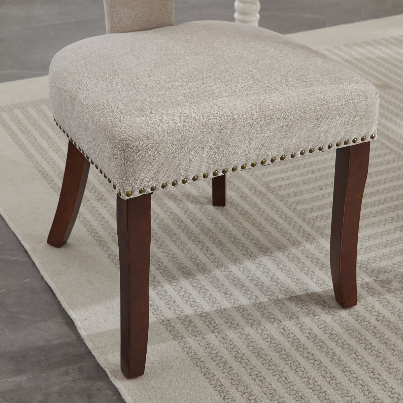 Mid Century Farmhouse Linen Fabric Dining Chairs (Set of 2)