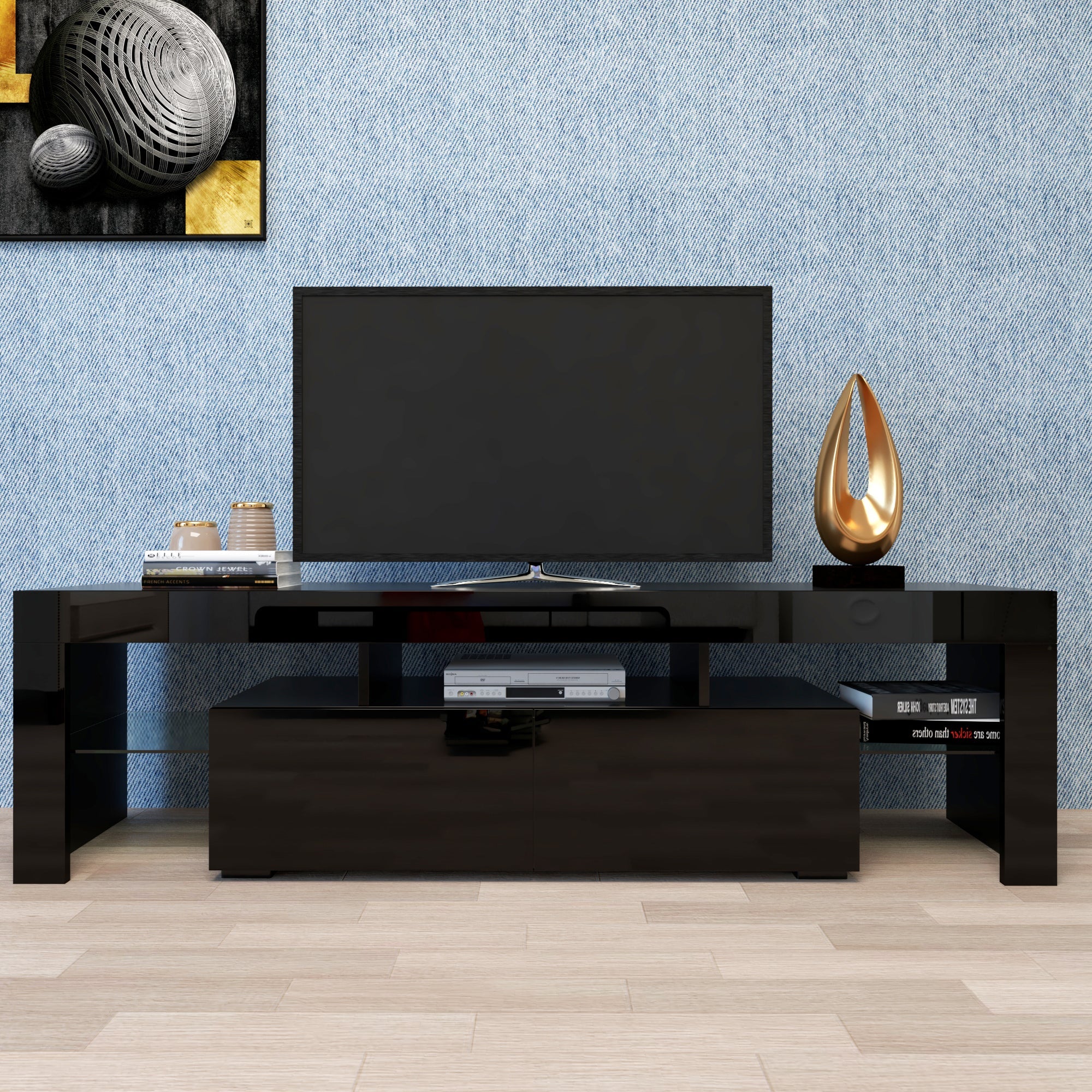 Modern Remote Control 20 Colors LED Lights TV Stand