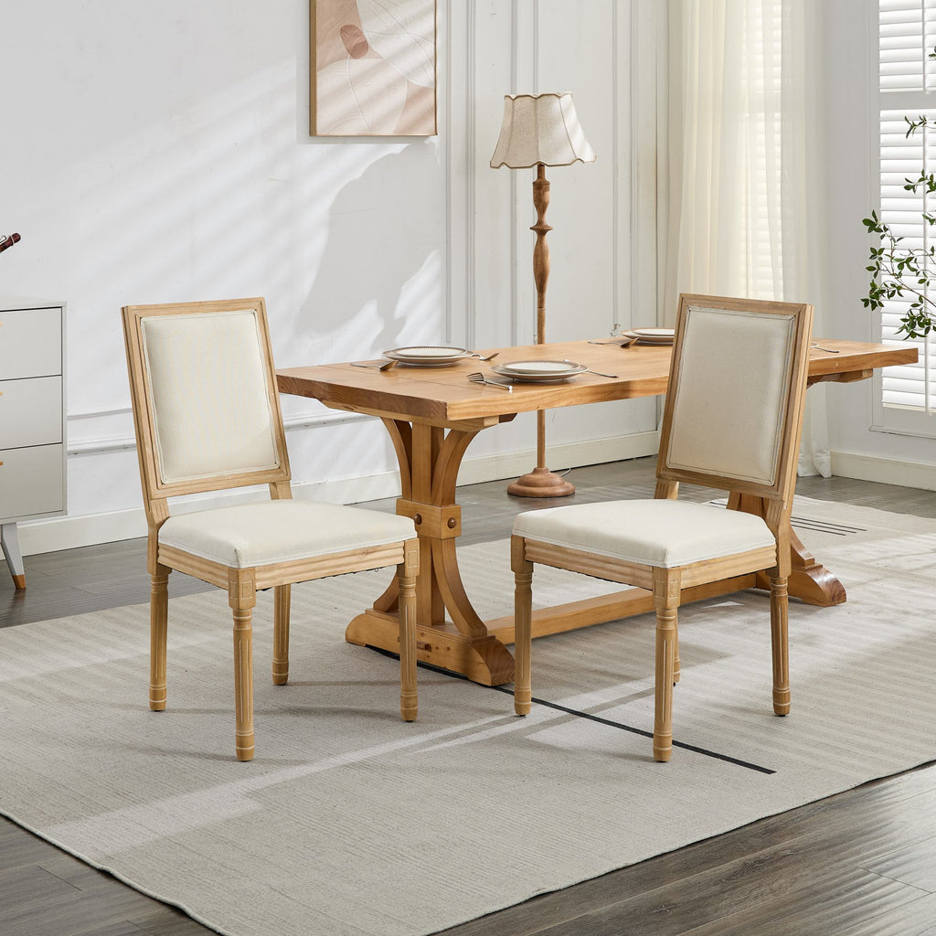 French Louis Dining Chairs with Square Backrest (Set of 2)