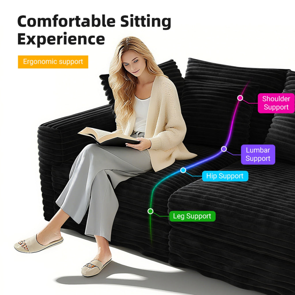 82.7' Modern Comfy Cloud Couch Sofa with Soft Pillows + Ottomans Option