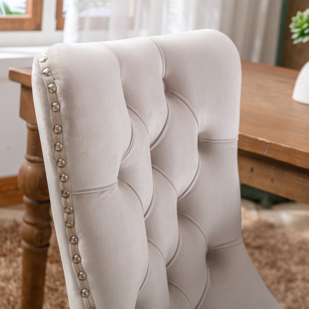 Modern High-end Tufted Solid Wood Velvet Dining Chair(Set of 2)