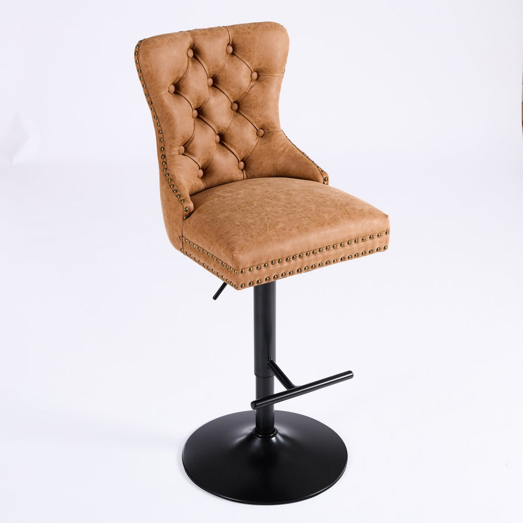 Aged and Retro PU Swivel Barstools Adjusatble Seat Height (Set of 2)