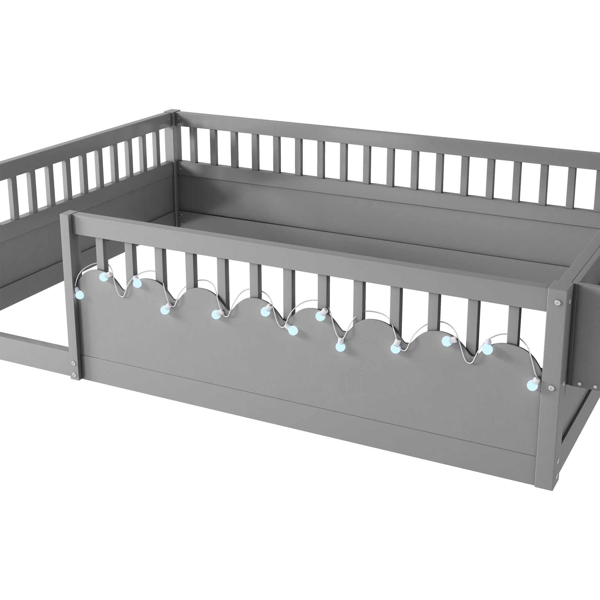 Twin/Full Montessori Floor Kids Bed Frame with High Rails