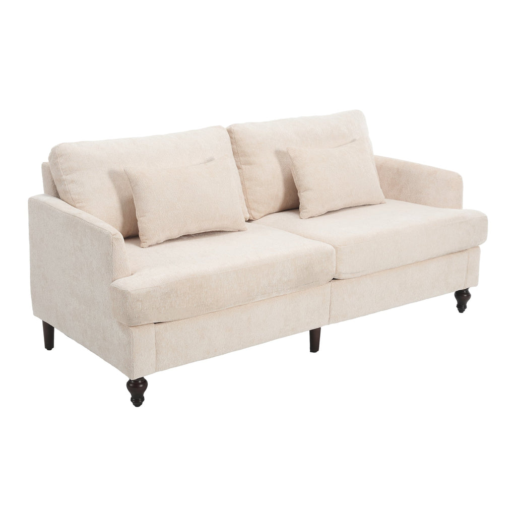 Mid Century Modern Chenille Fabric Loveseat Sofa