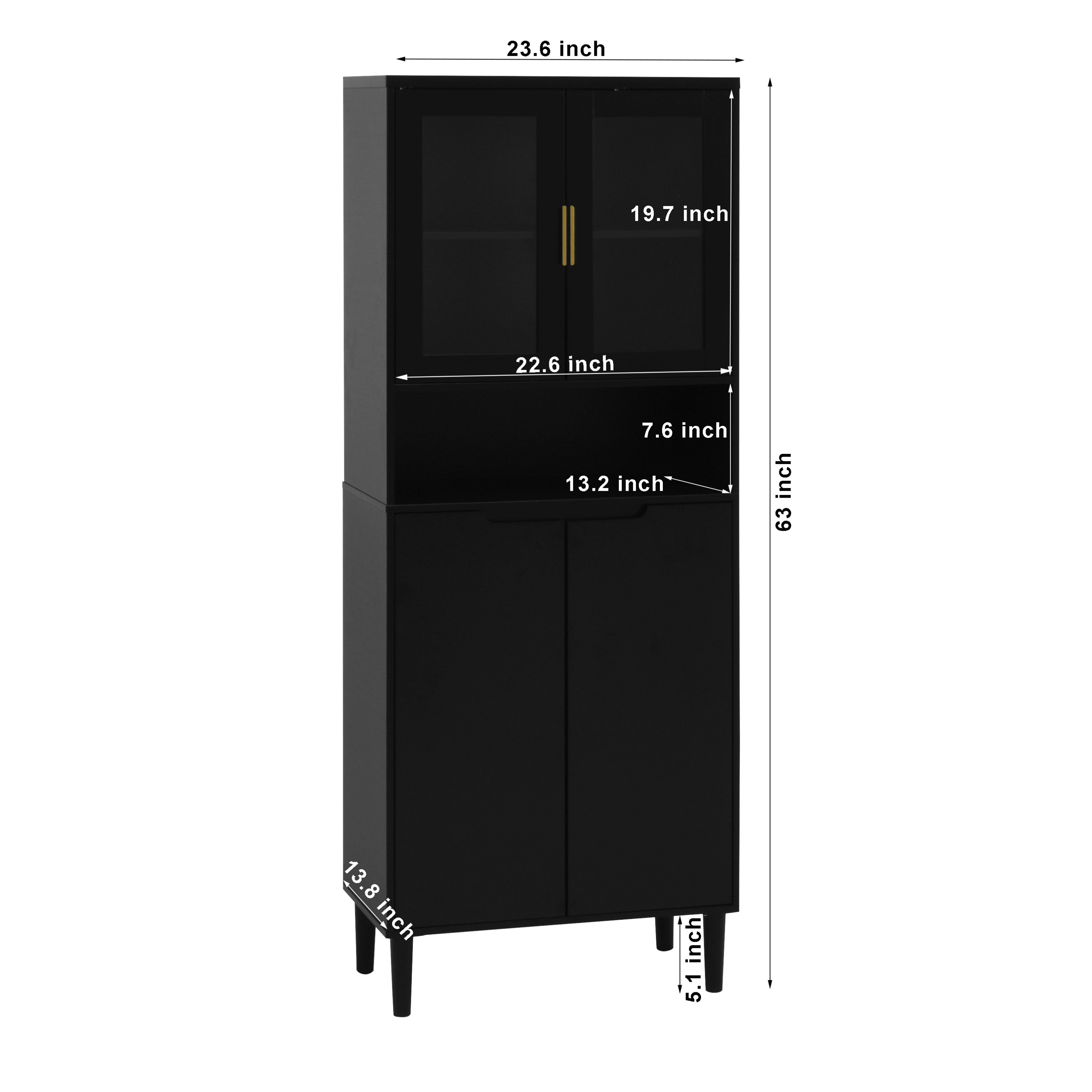 Tempered Glass Door Tall Storage Bookcase