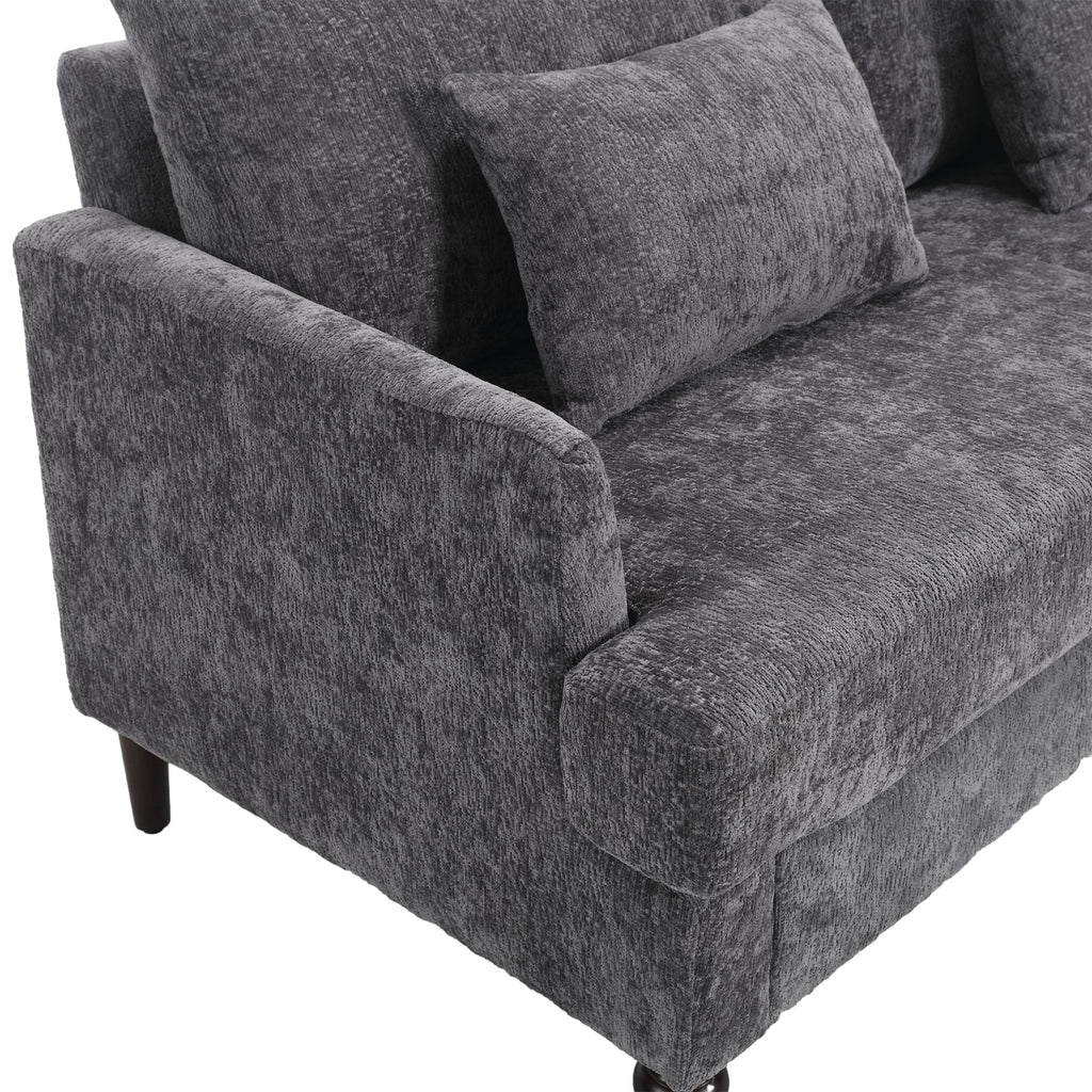 Mid Century Modern Chenille Fabric Loveseat Sofa