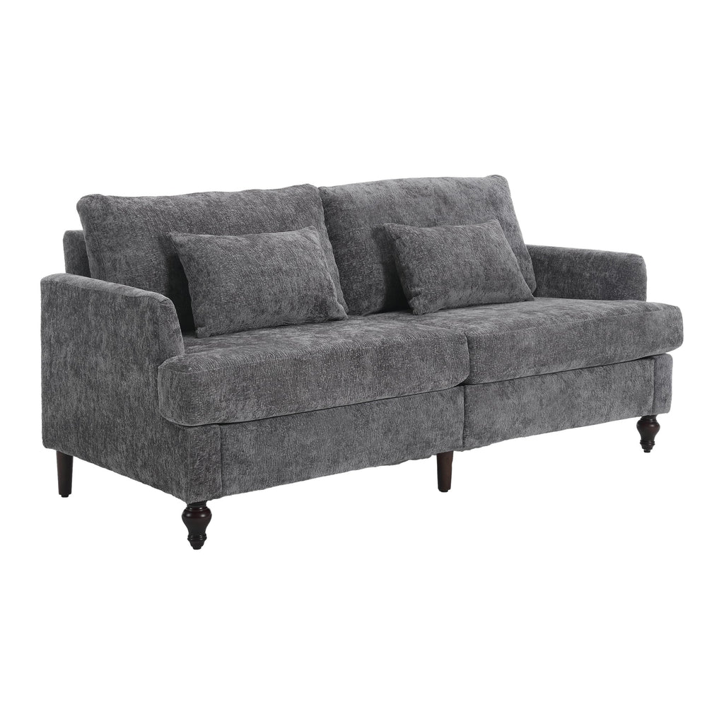 Mid Century Modern Chenille Fabric Loveseat Sofa