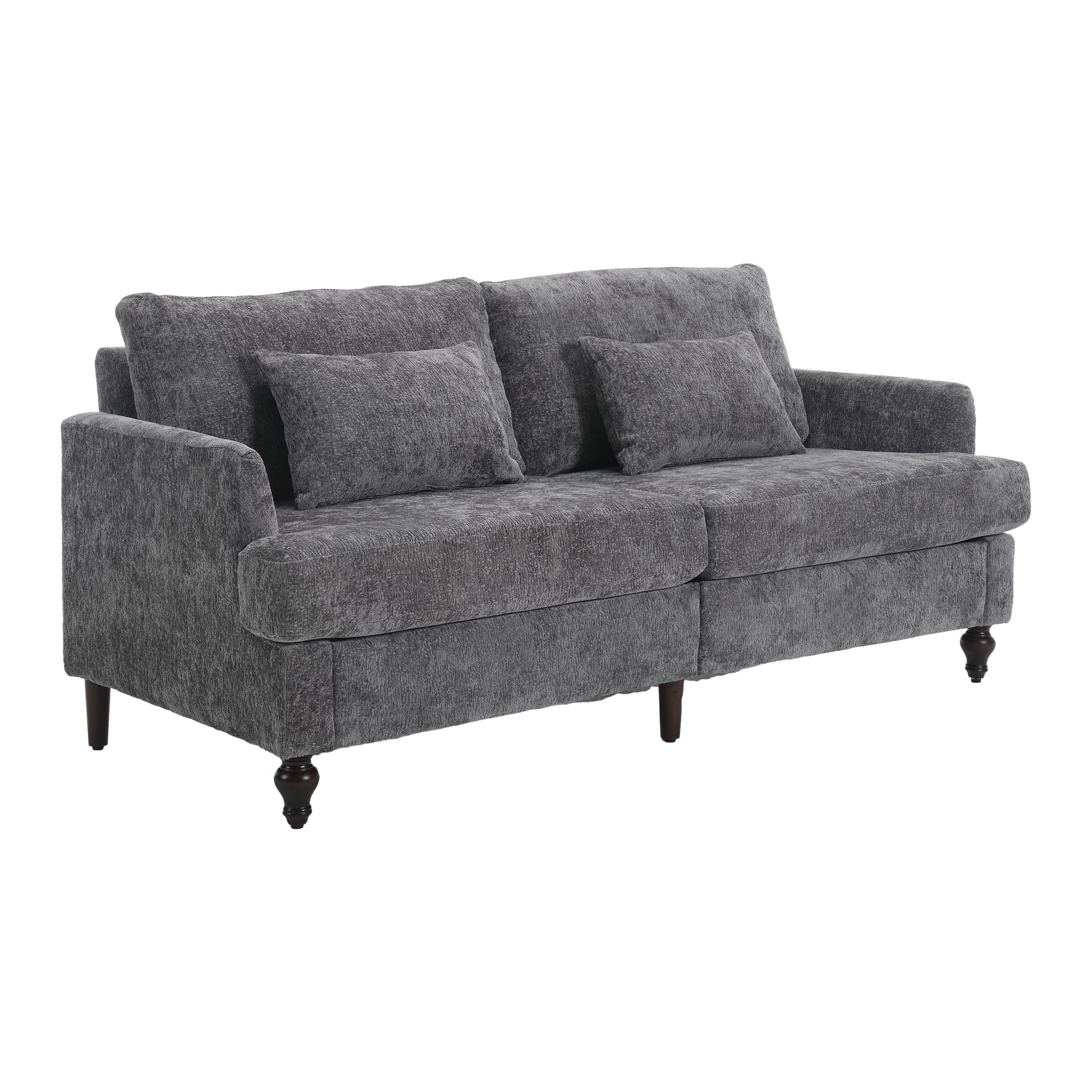 Mid Century Modern Chenille Fabric Loveseat Sofa