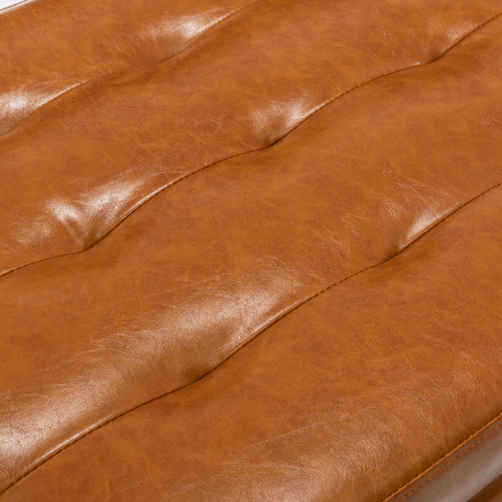 Brown PU Leather Storage Bench