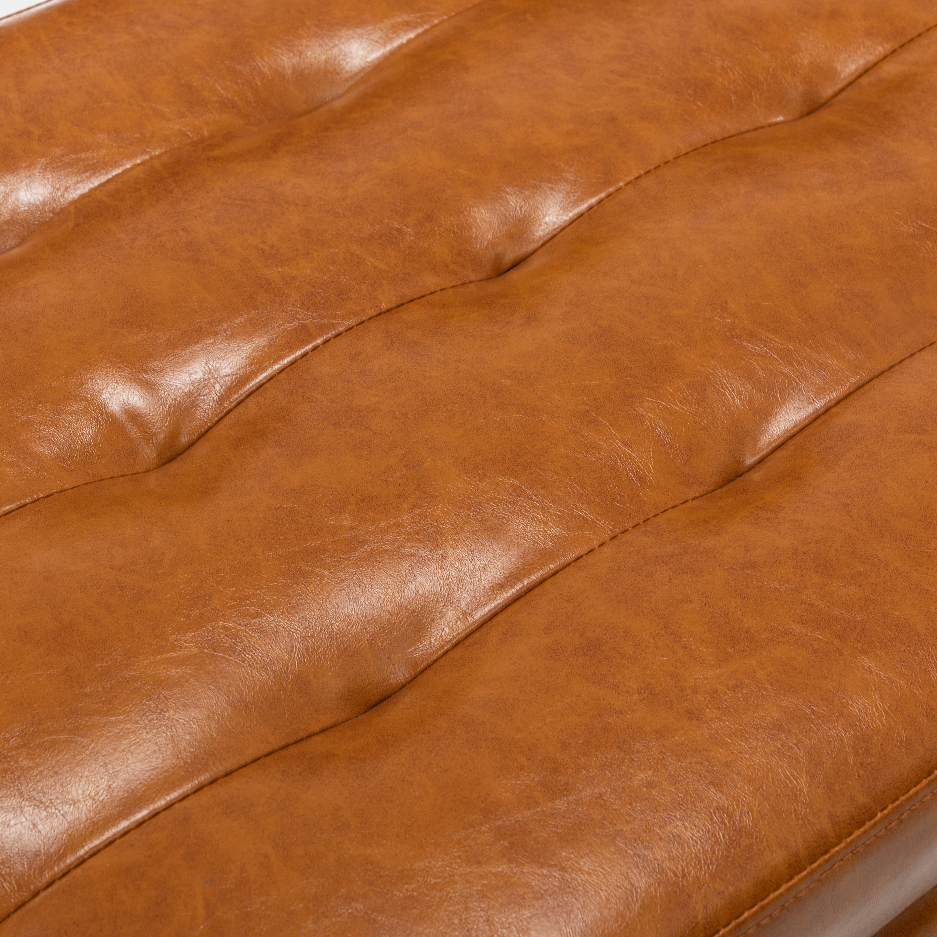 Brown PU Leather Storage Bench