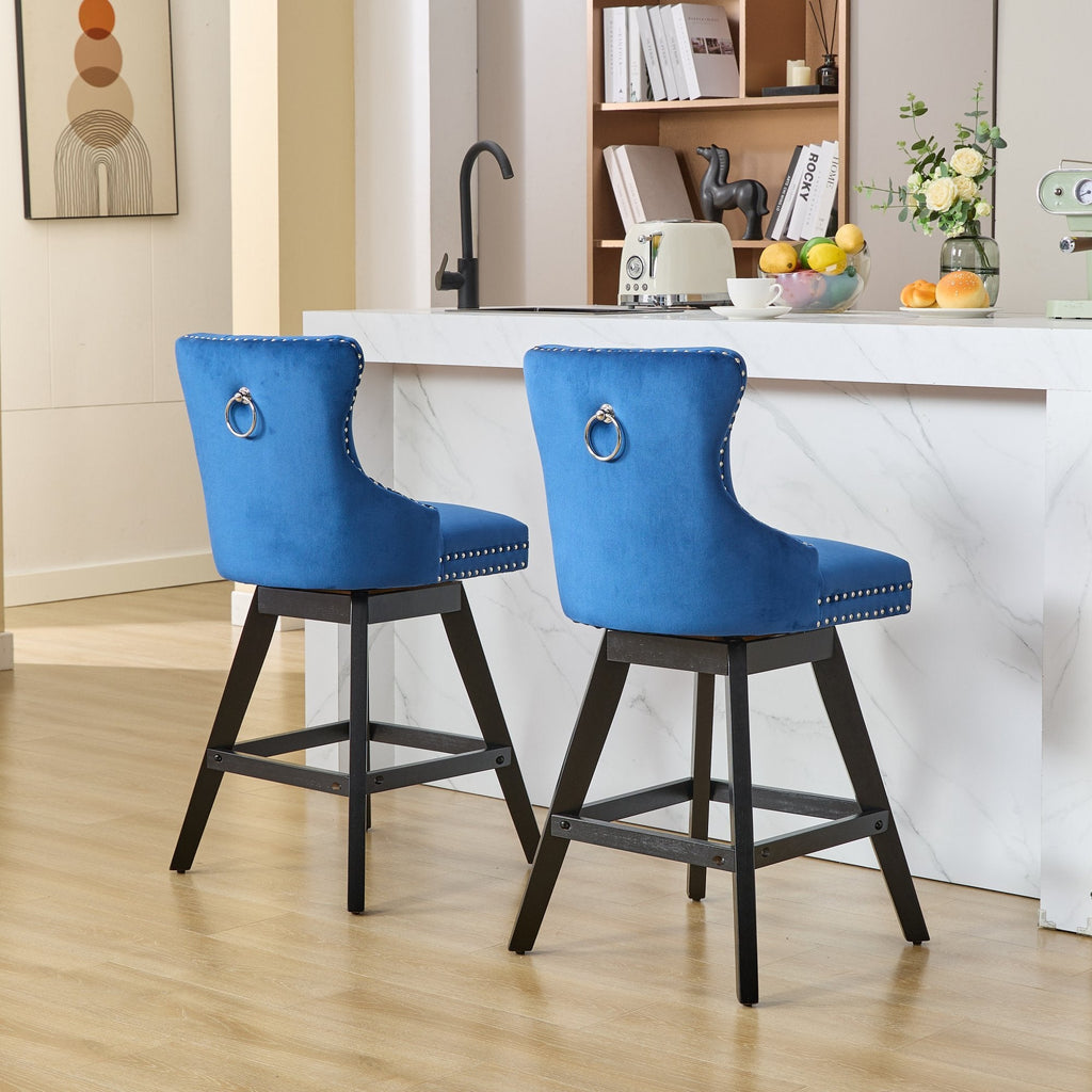 Swivel Velvet Barstools (Set of 2)