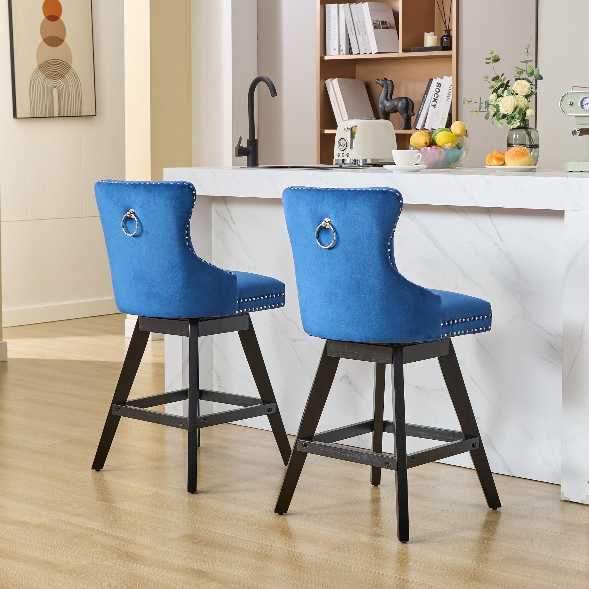 Swivel Velvet Barstools (Set of 2)