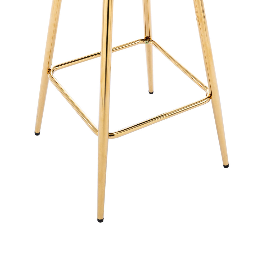 Velvet Bar Stools with Chrome Footrest and Base（Set of 2)