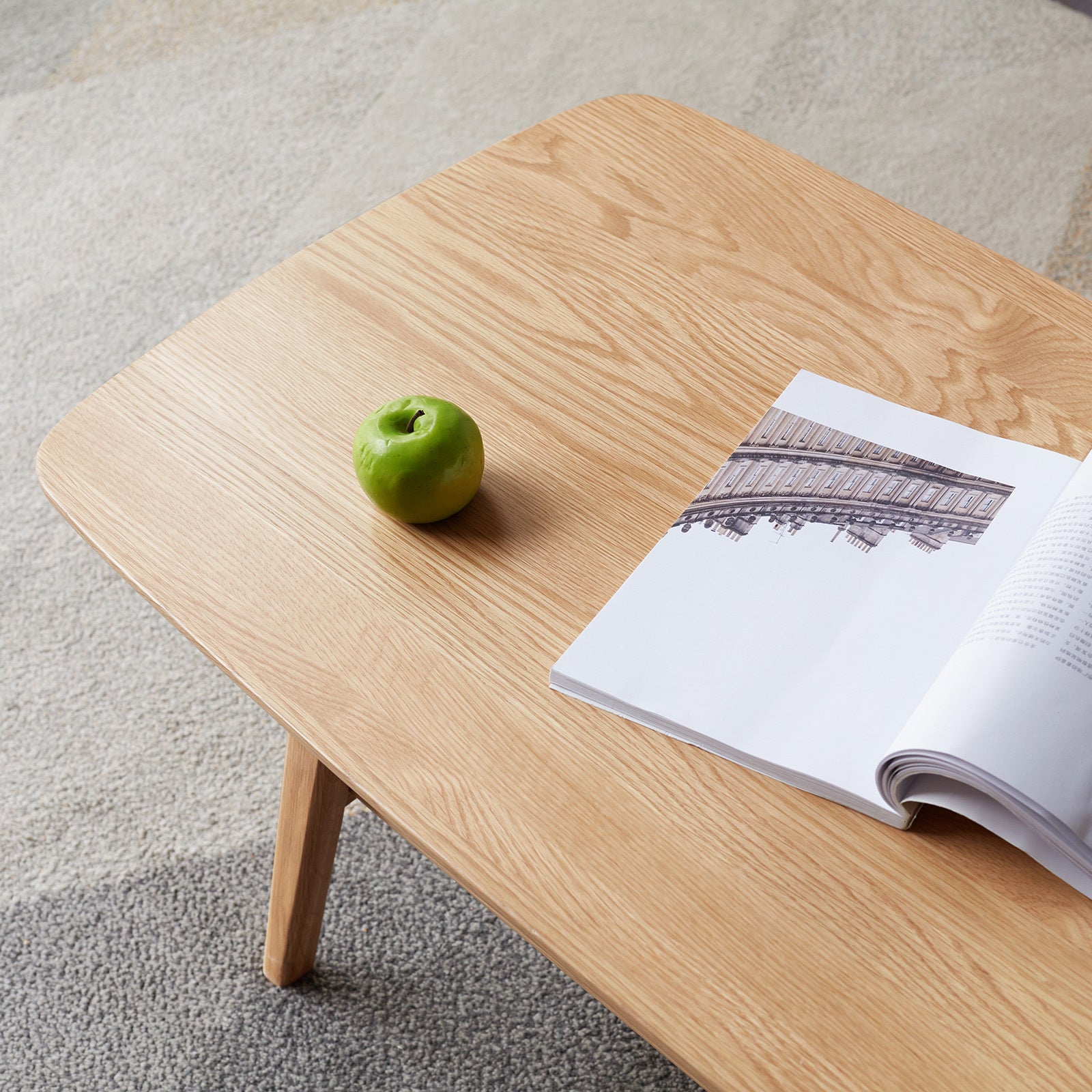 Natural Oak Coffee Table with Storage Shelf