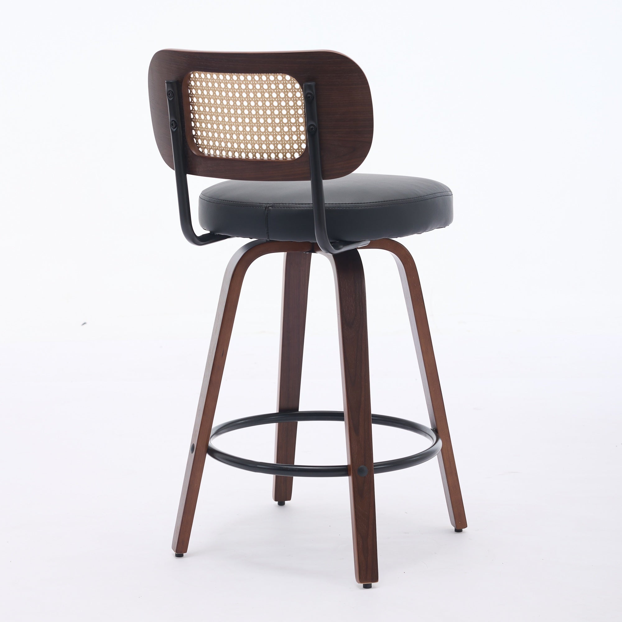 26 Inch Rattan Counter Height Stools with Cane Back (Set of 3)