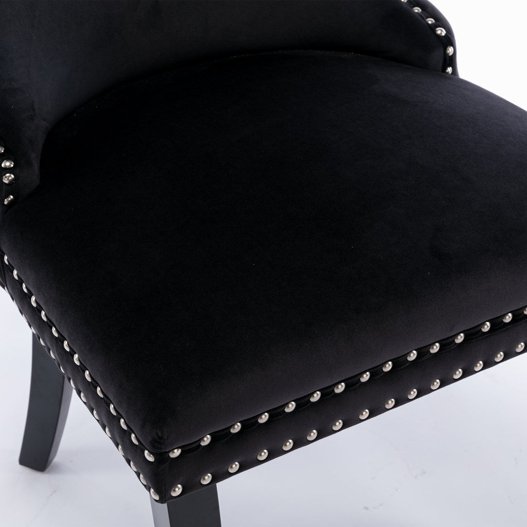 Modern Velvet Upholstered Wing-Back Dining Chairs (Set of 2)
