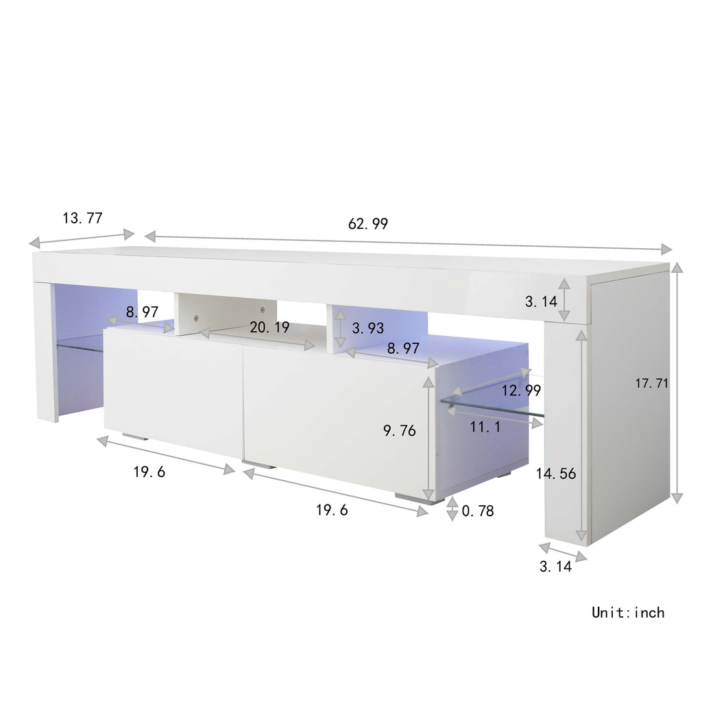 Modern Remote Control 20 Colors LED Lights TV Stand