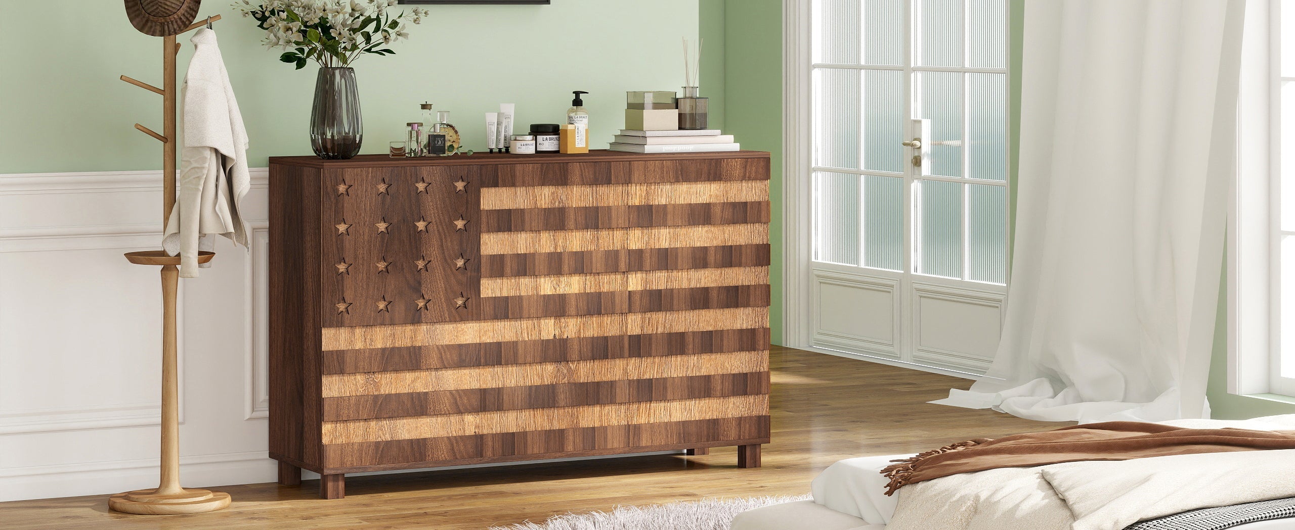 55' Buffet Sideboard Cabinet with Hand Carved Craftsmanship