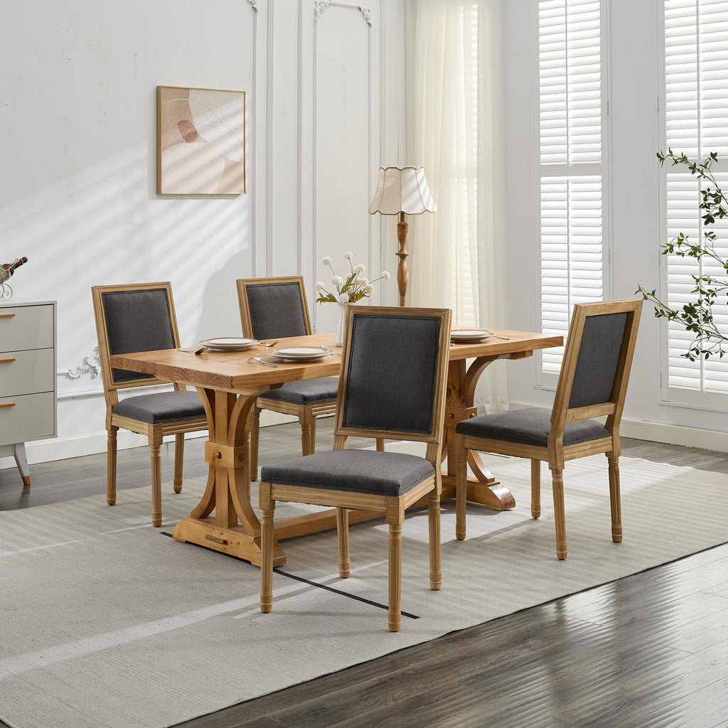 French Louis Dining Chairs with Square Backrest (Set of 2)