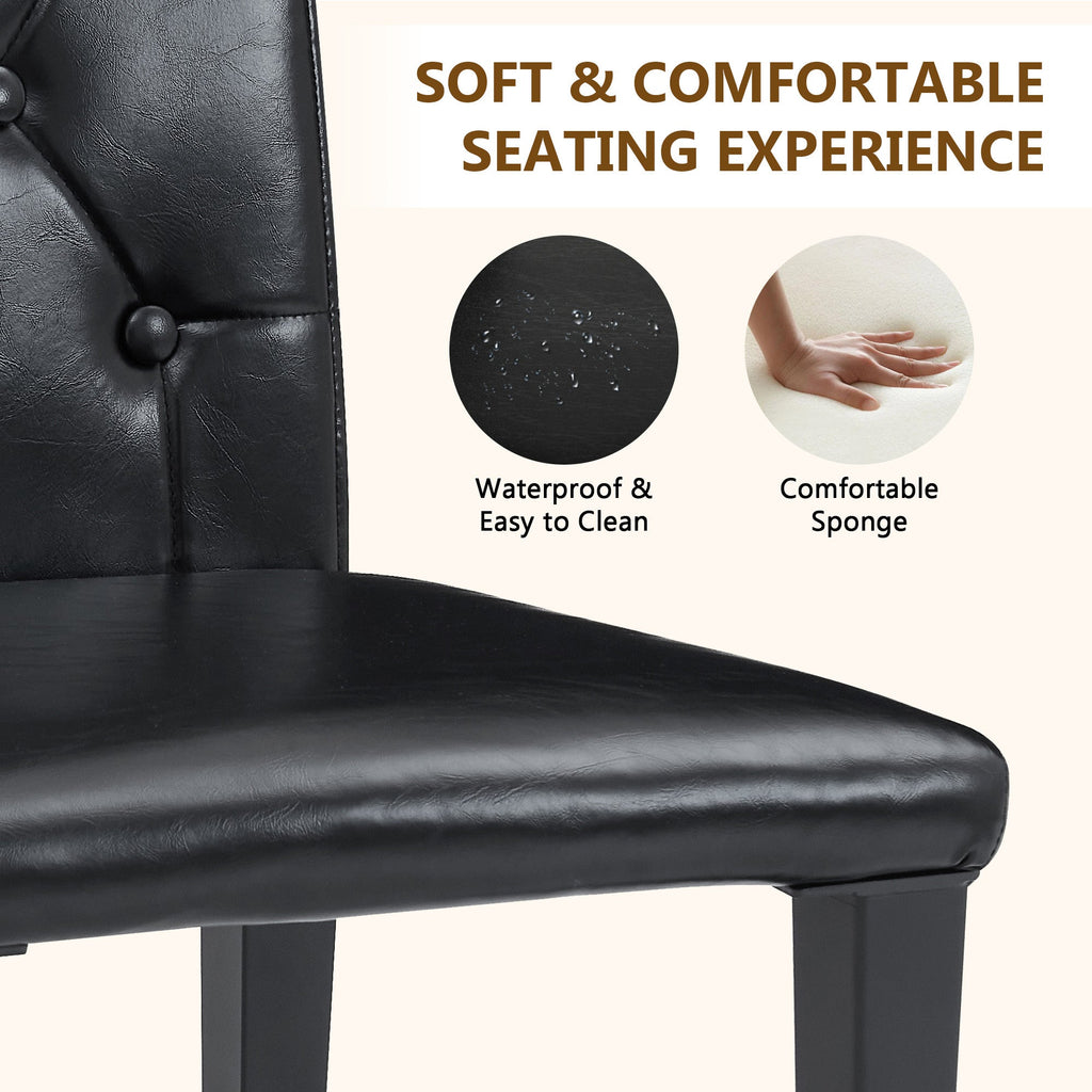 35 Inches Black PU Dining Chairs (Set of 4)