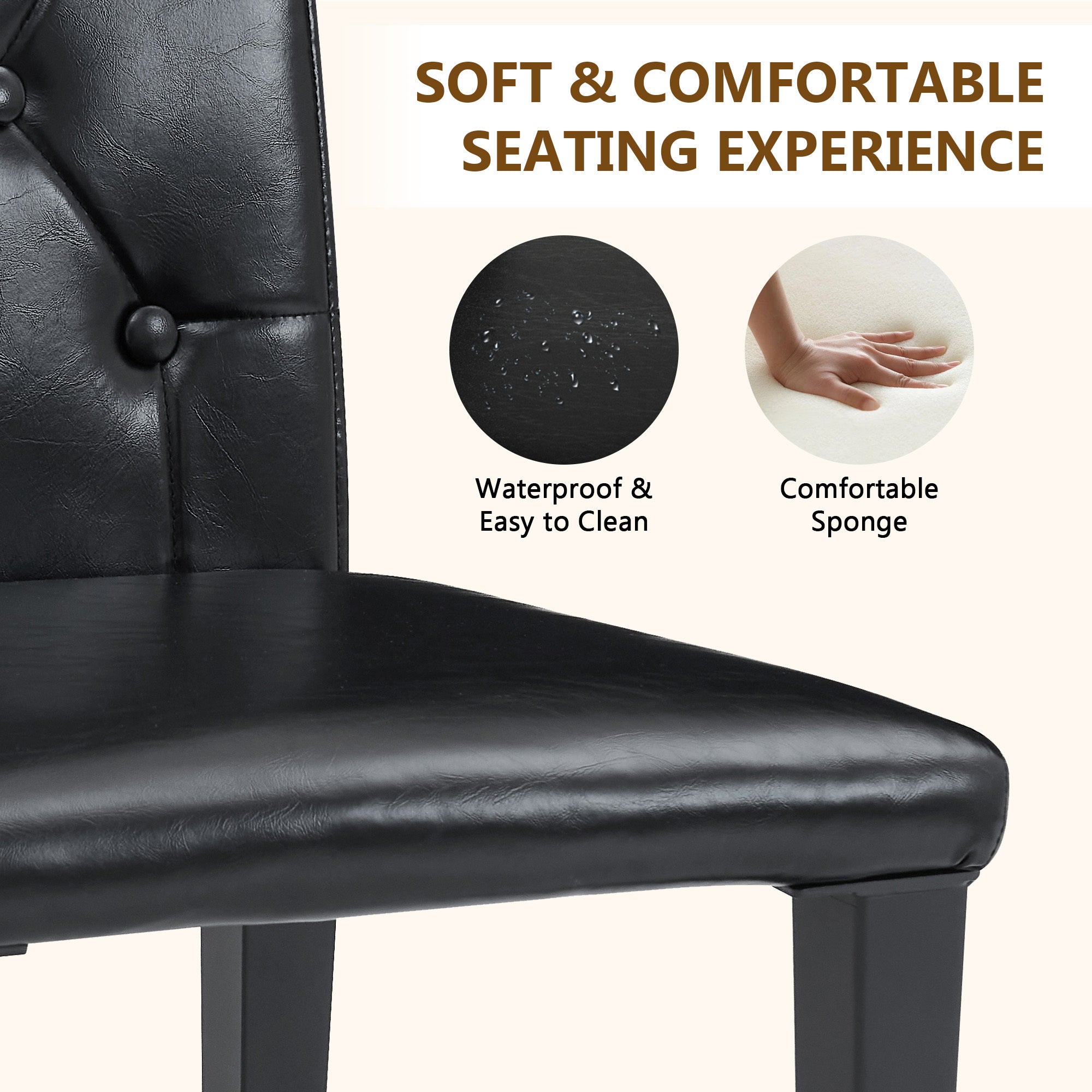 35 Inches Black PU Dining Chairs (Set of 4)