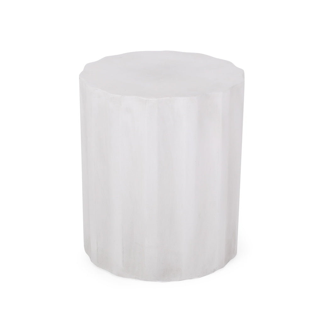 Outdoor Antique White LightWeight Concrete Side Table