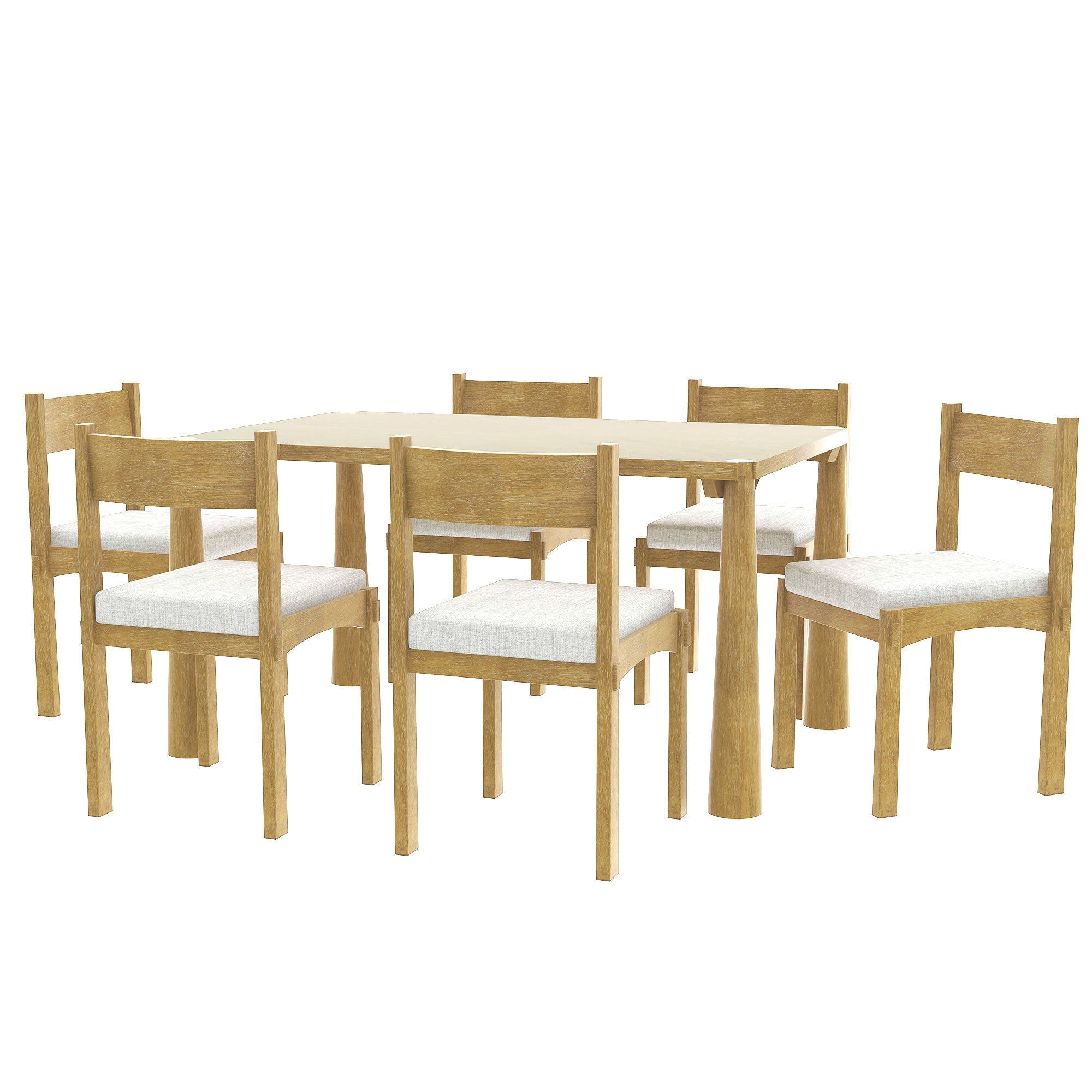 7-Piece Retro Wood Dining Table Set