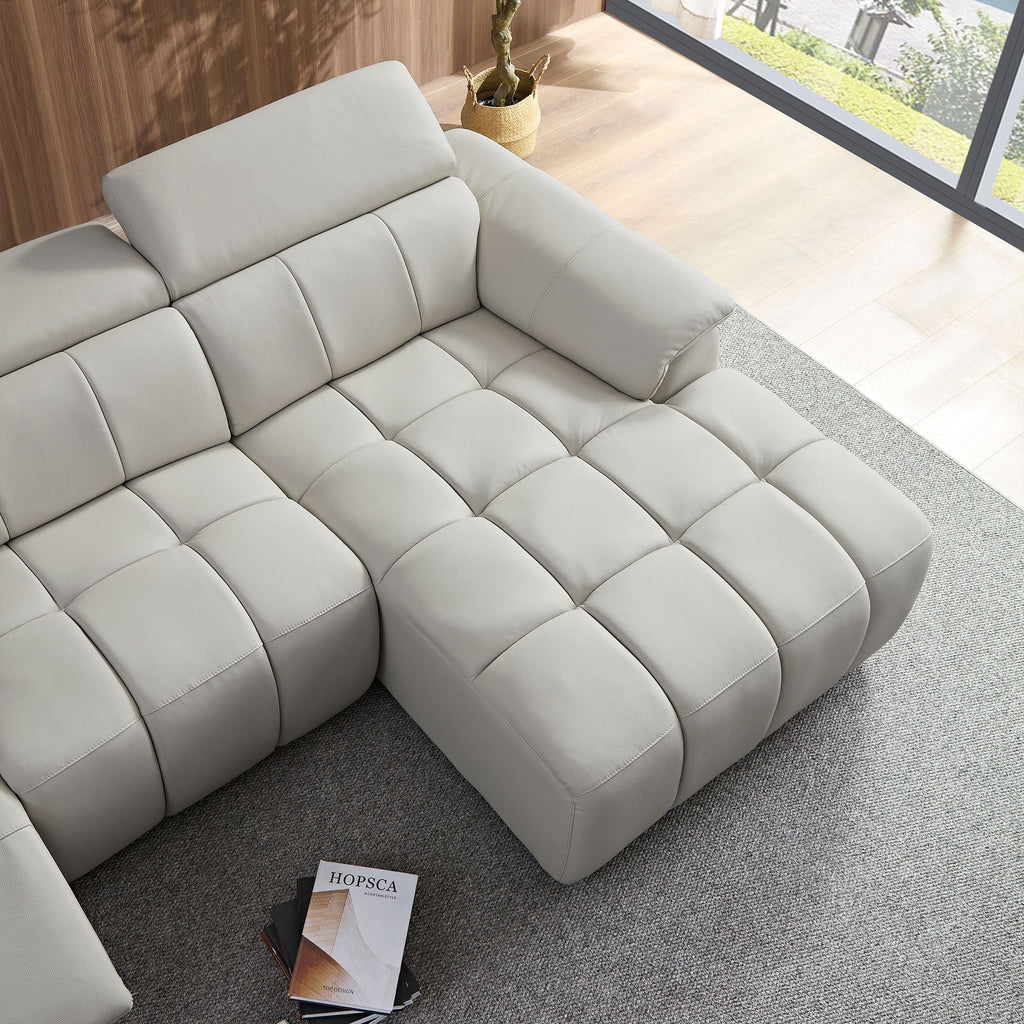 Modern Electric Control Genuine Leather L Shaped Couch