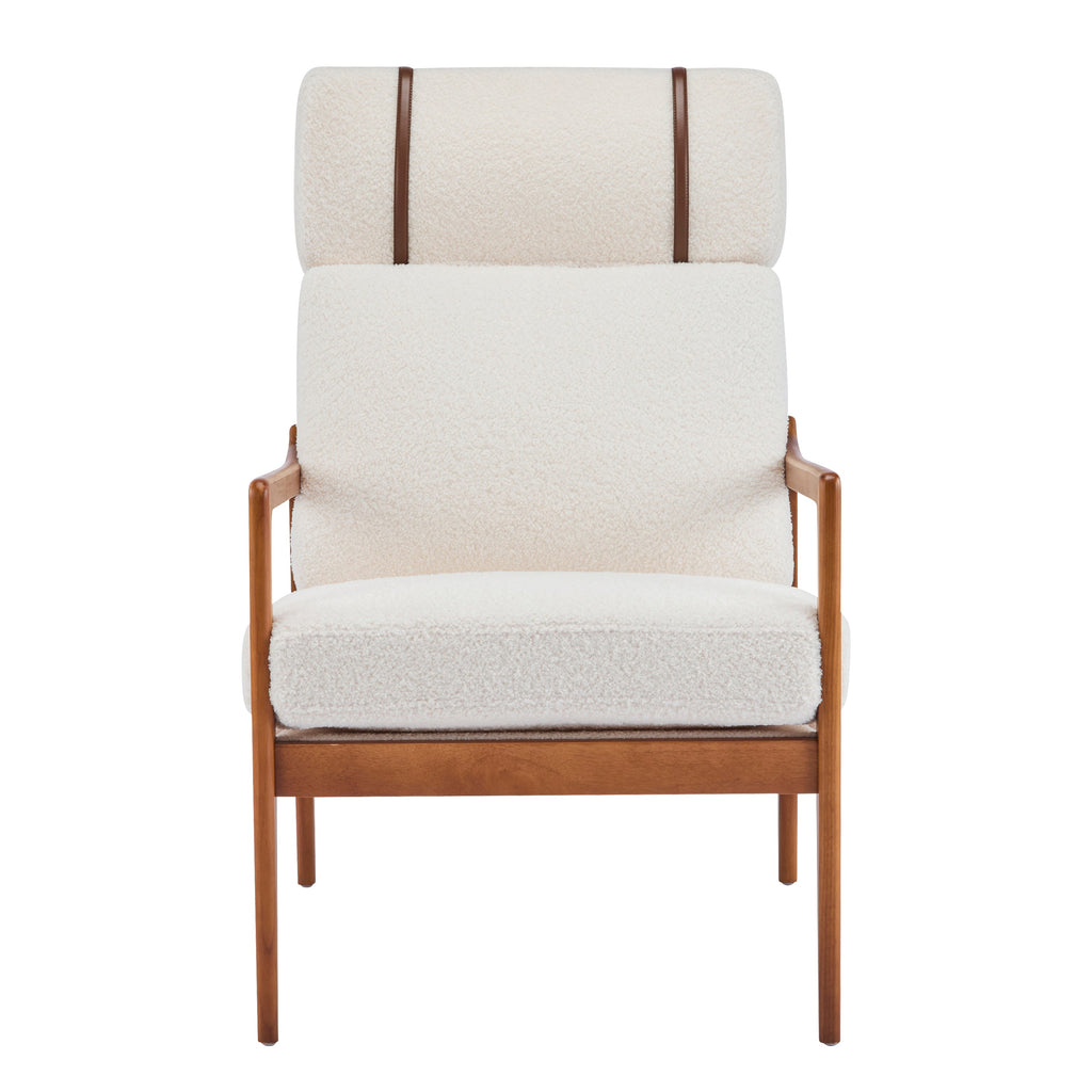 Modern Solid Wood Frame Ergonomic Accent Armchair with High Back