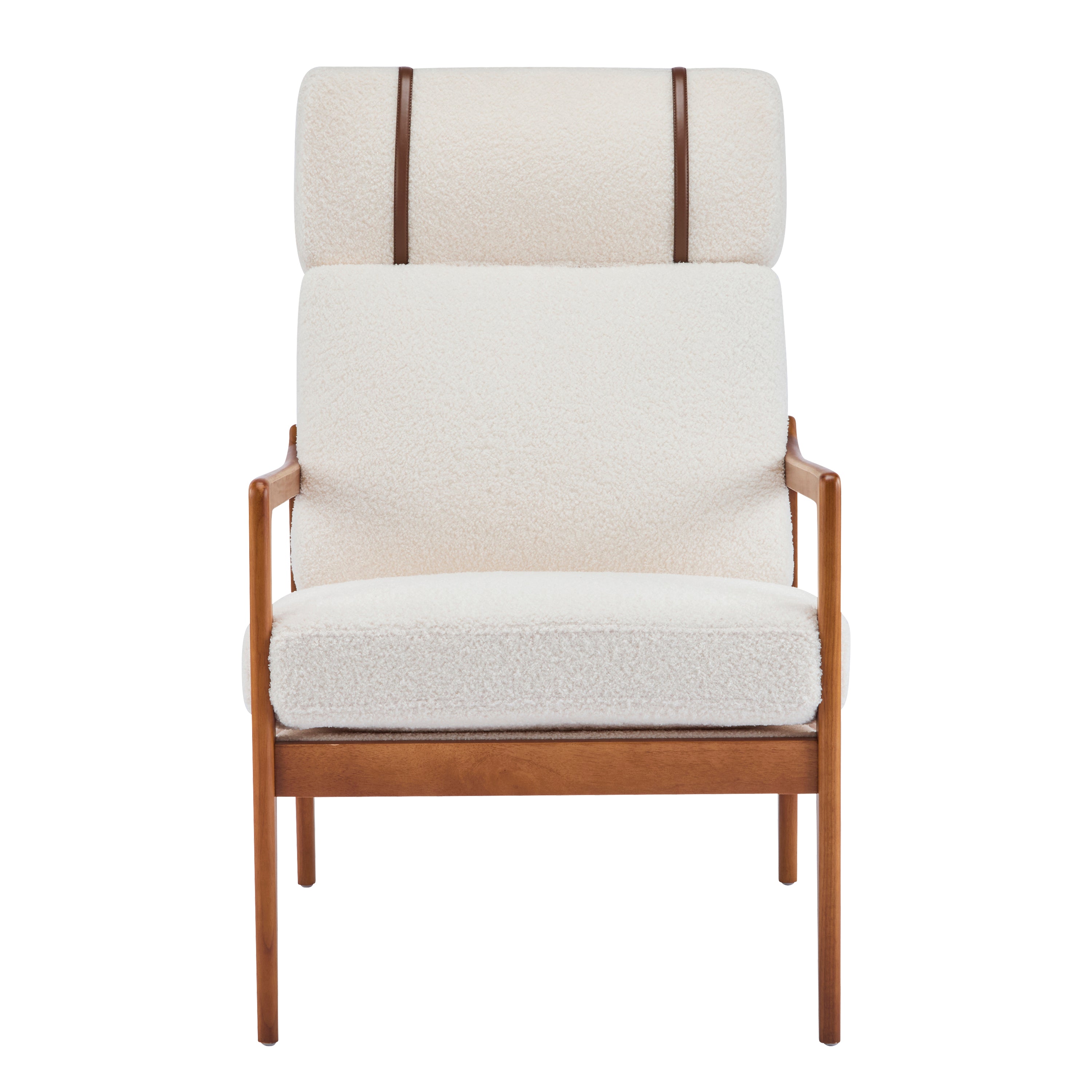 Modern Solid Wood Frame Ergonomic Accent Armchair with High Back