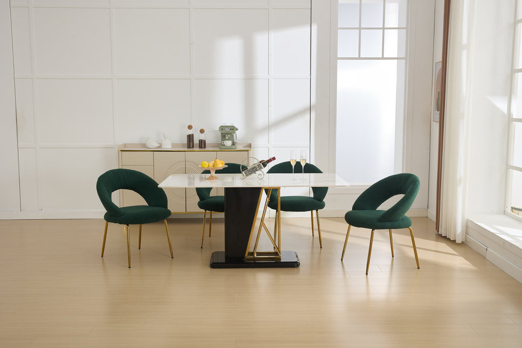 Velvet/Teddy Fabric Dining Chairs with Curved Backrest
