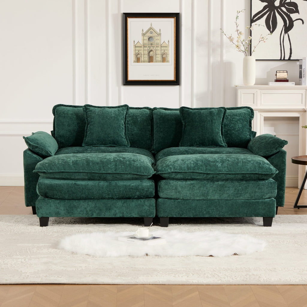 Modern Comfy Upholstered Seat Cushion Sectional Couch (Ottoman is Not Included)