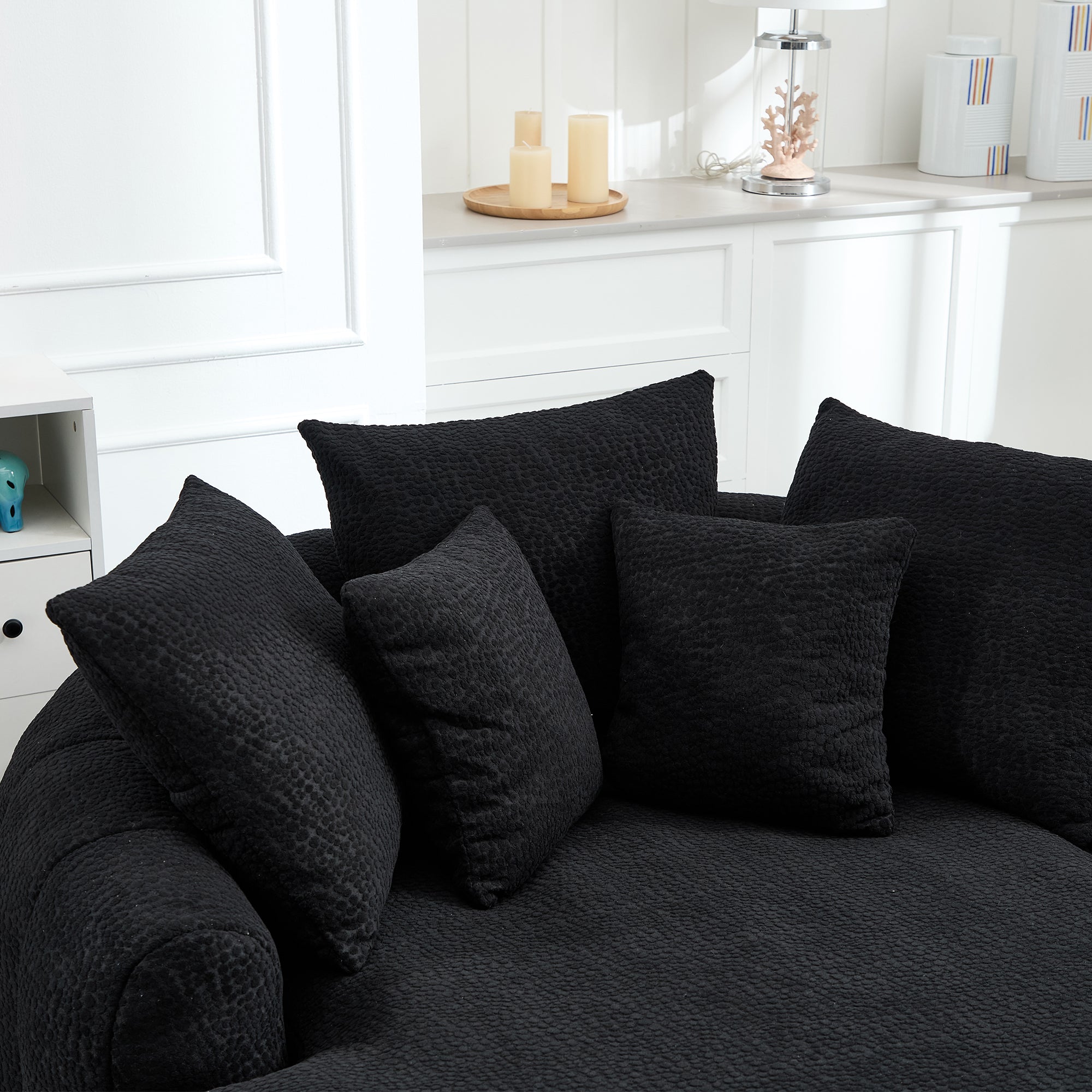 Oversized Oval Upholstered Bean Bag Sofa