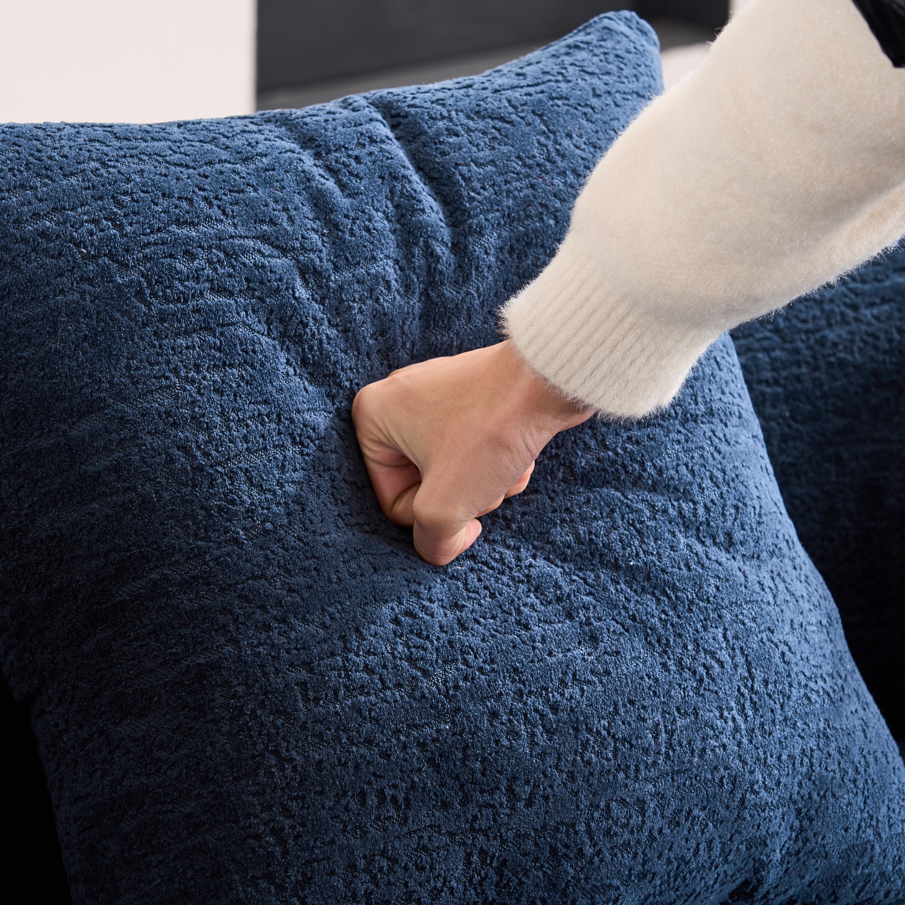 Loveseat Sofa with Wood Grain Chenille Fabric