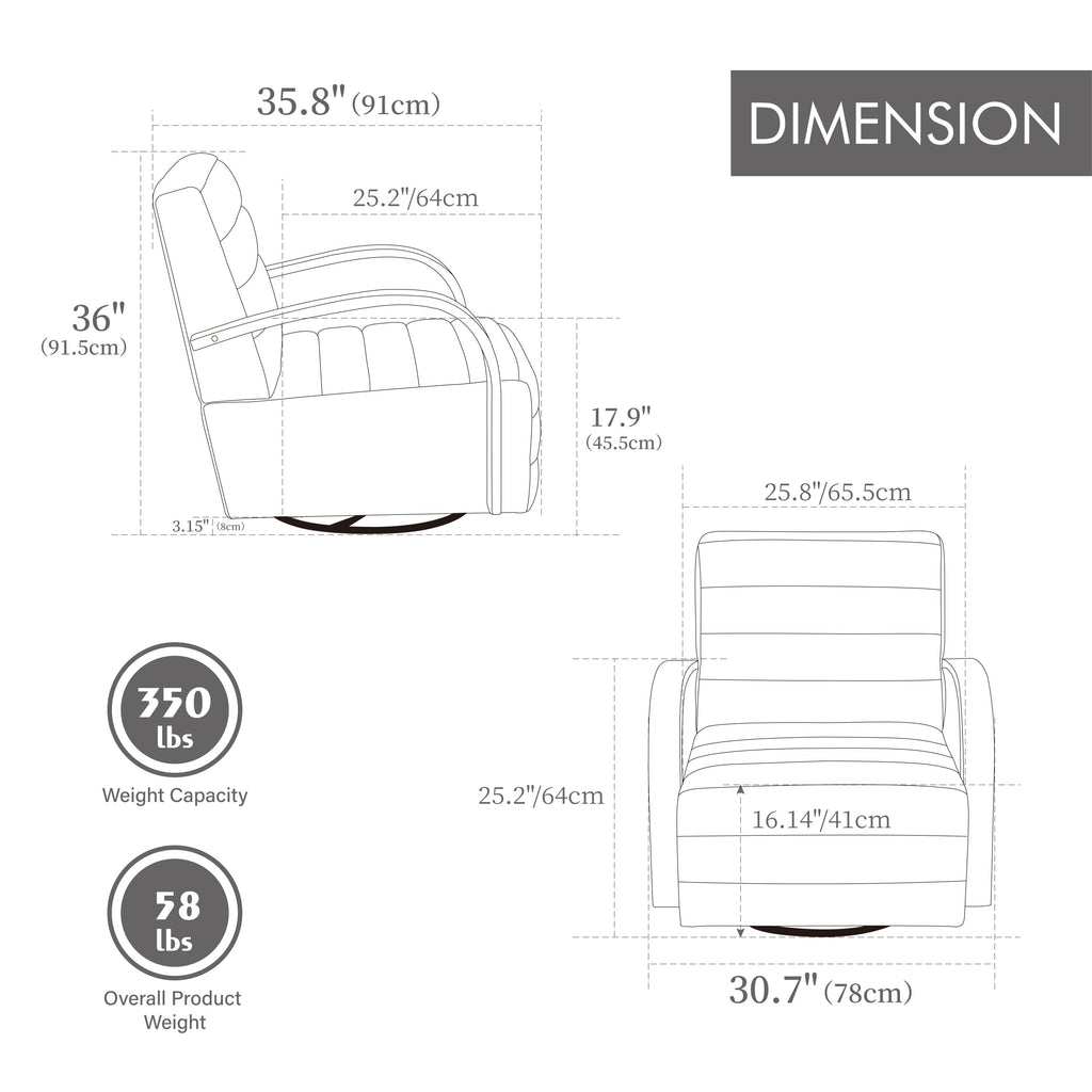 Modern Upholstered 360° Swivel Accent Chair