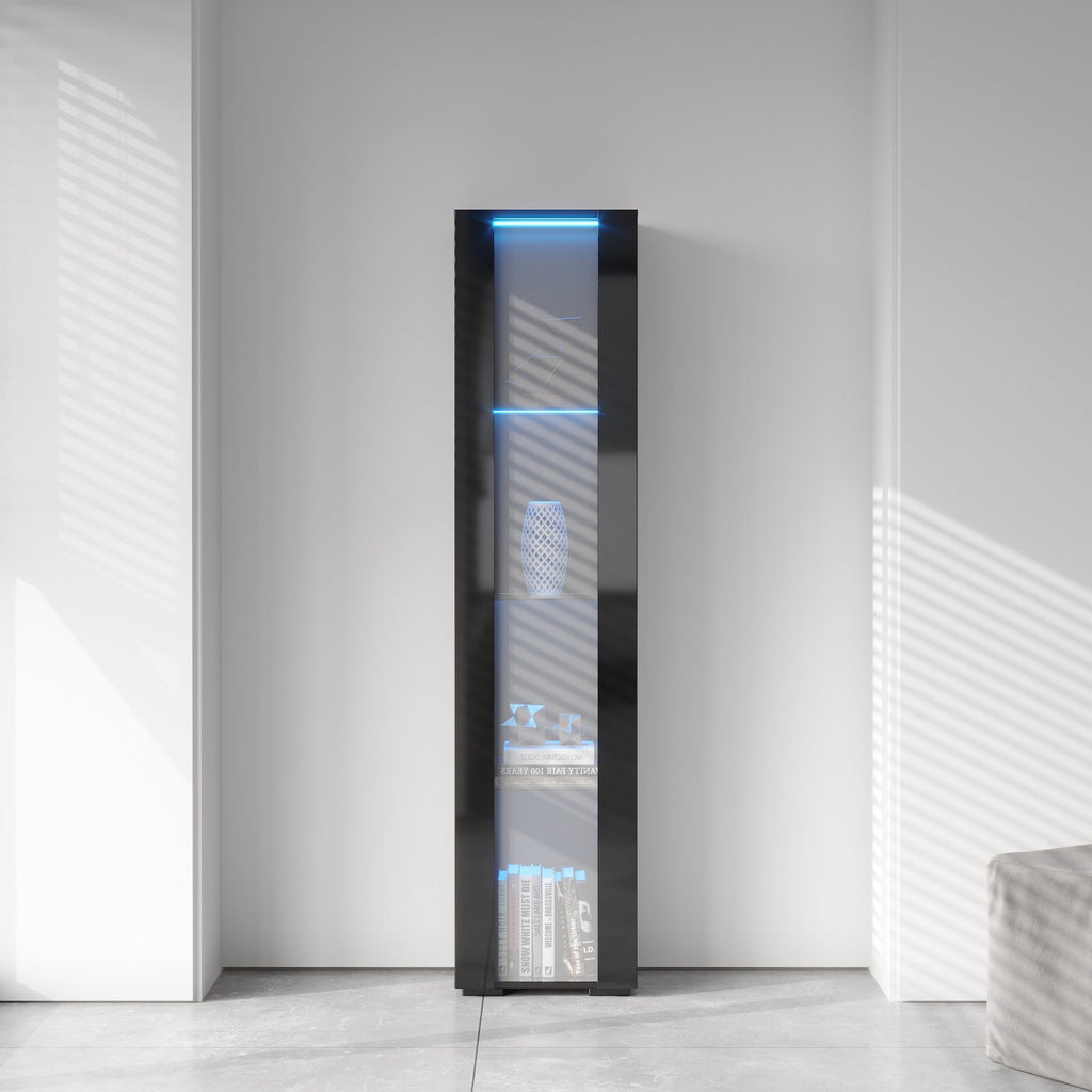 Black Side Cabinet with Aluminum Strip Lamp