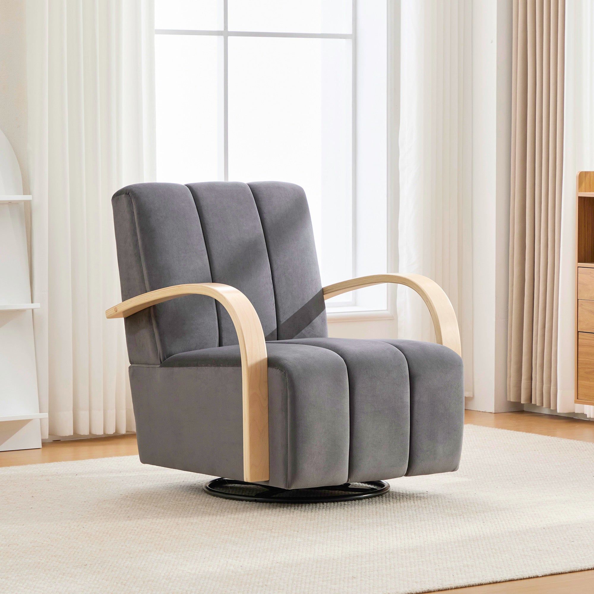 Modern Upholstered 360° Swivel Accent Chair
