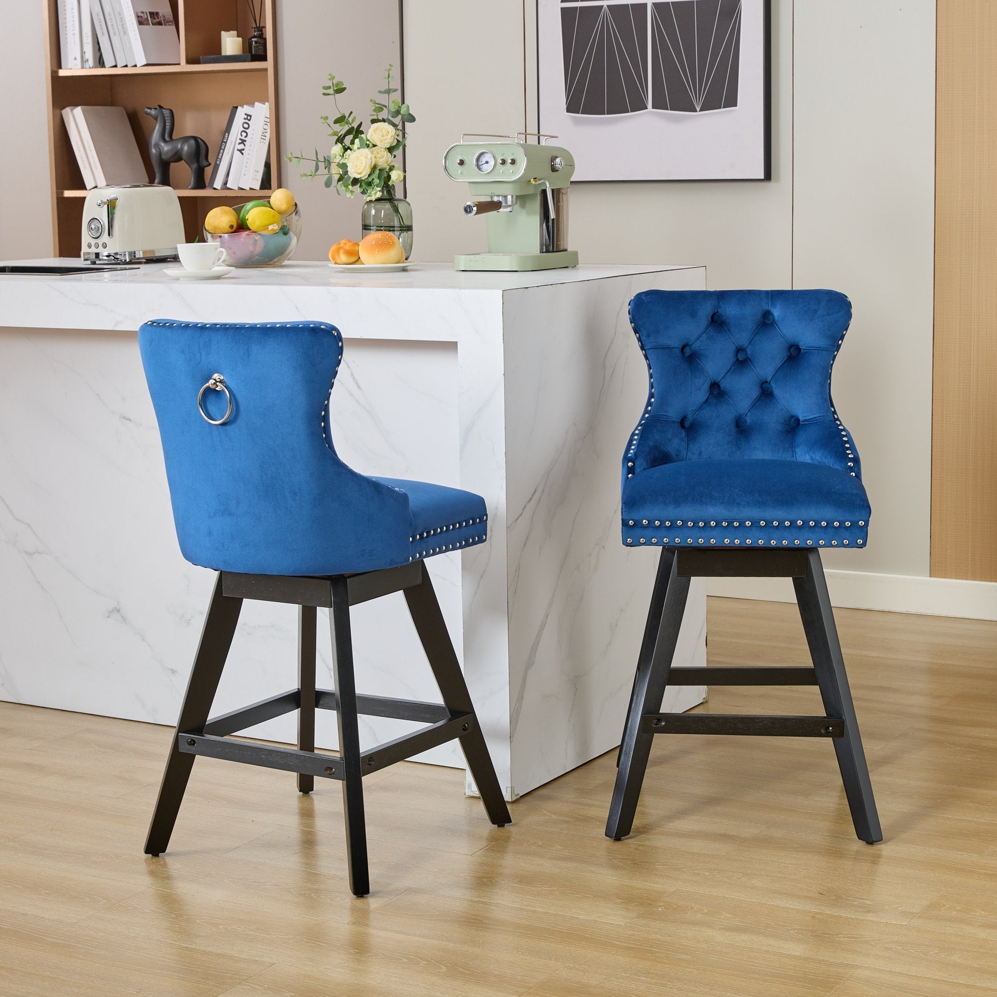 Swivel Velvet Barstools (Set of 2)