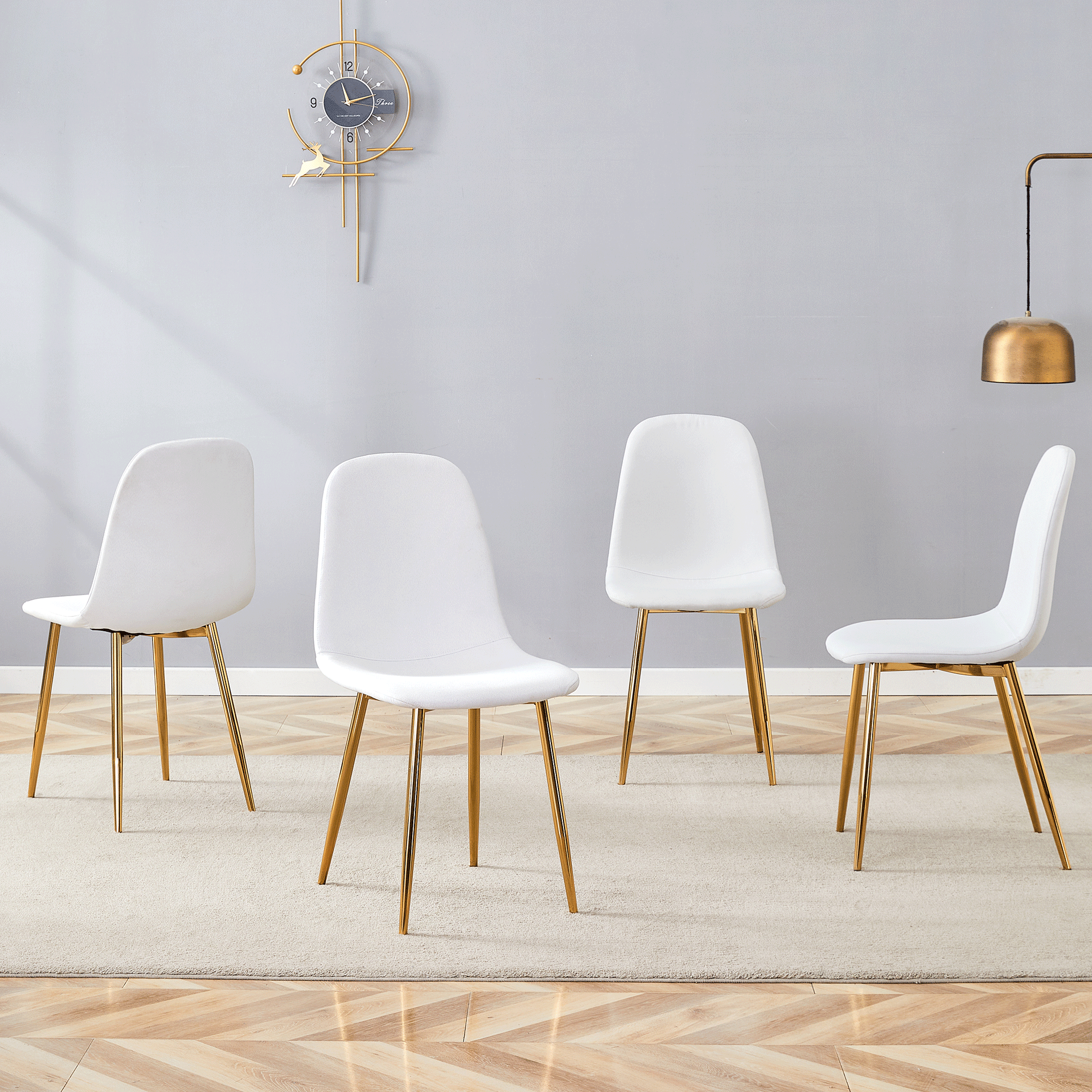 Luxury Simple Chair Black Linen Dining Chair  (Set of 4)